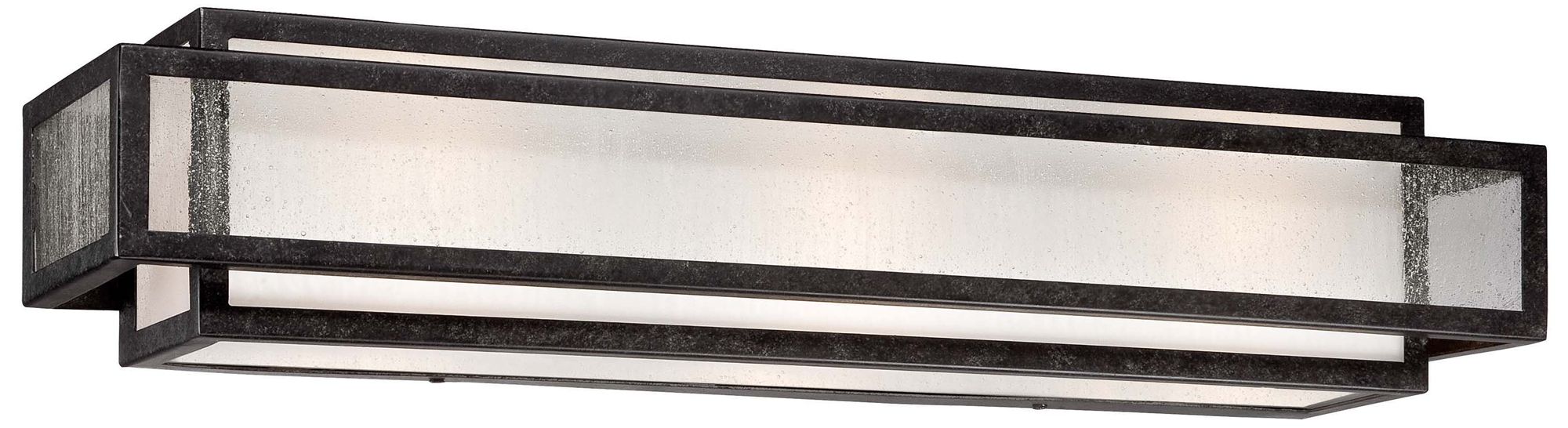 Minka-Lavery Camden Square 3-Light Charcoal Vanity Light with Glass Shade