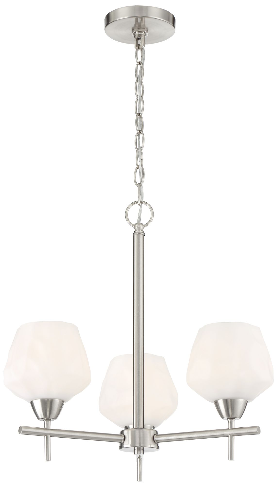 Minka-Lavery Camrin 3-Light Brushed Nickel and Etched Opal Glass Chandelier