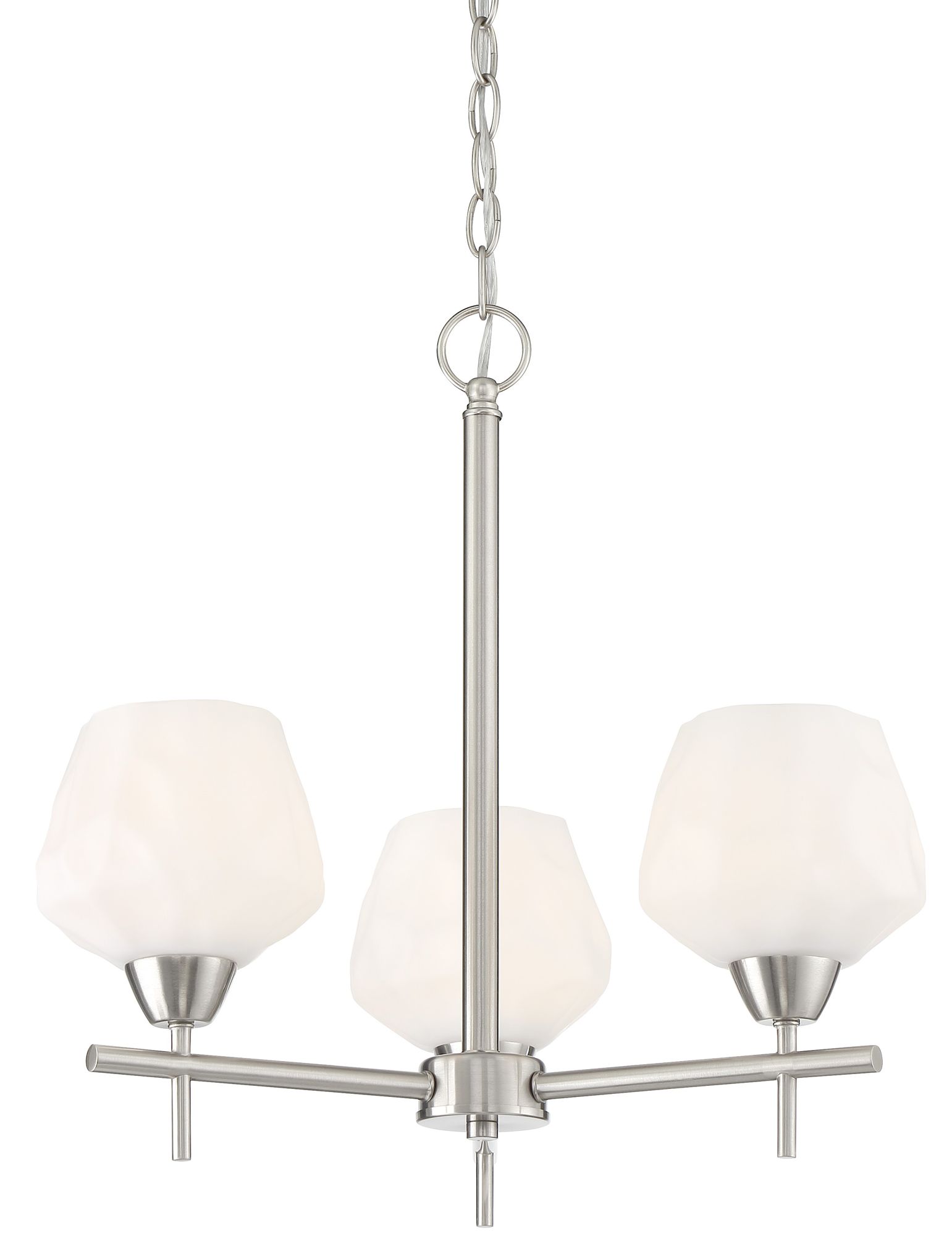 Image 2 Minka-Lavery Camrin 3-Light Brushed Nickel and Etched Opal Glass Chandelier more views