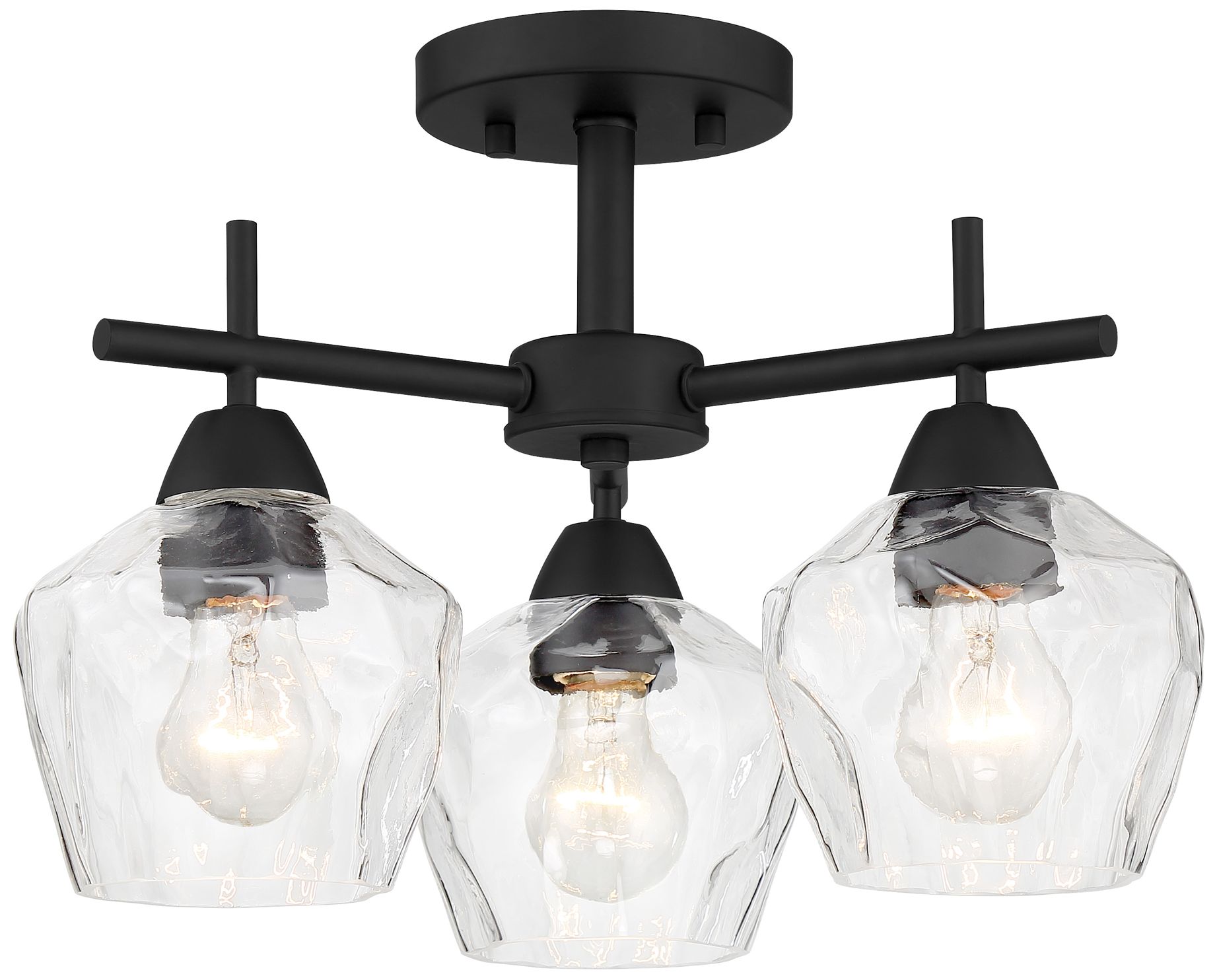 Minka-Lavery Camrin 3-Light Coal Clear Glass Semi Flush