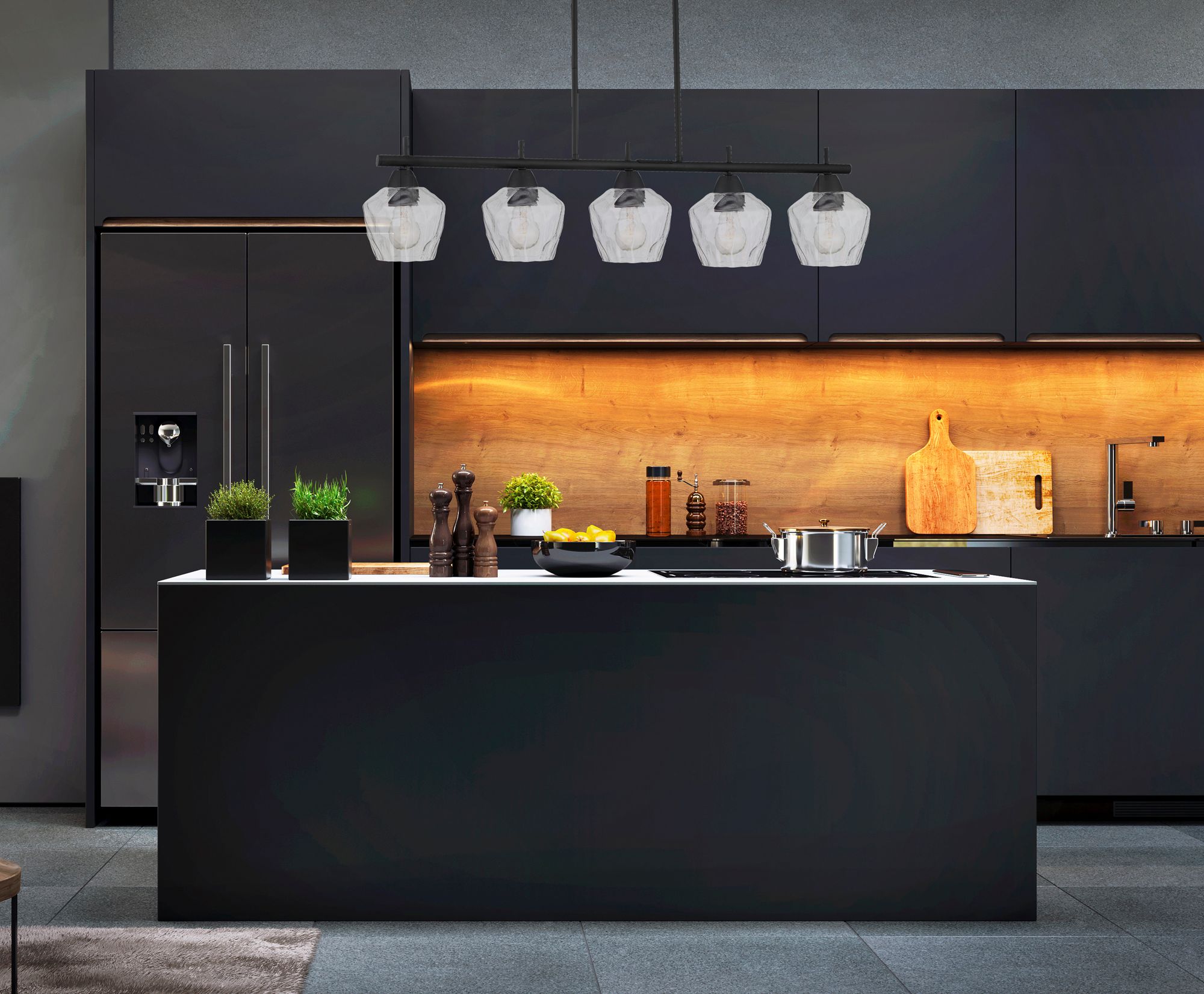 Image 6 Minka-Lavery Camrin 5-Light Coal and Clear Glass Island Light more views