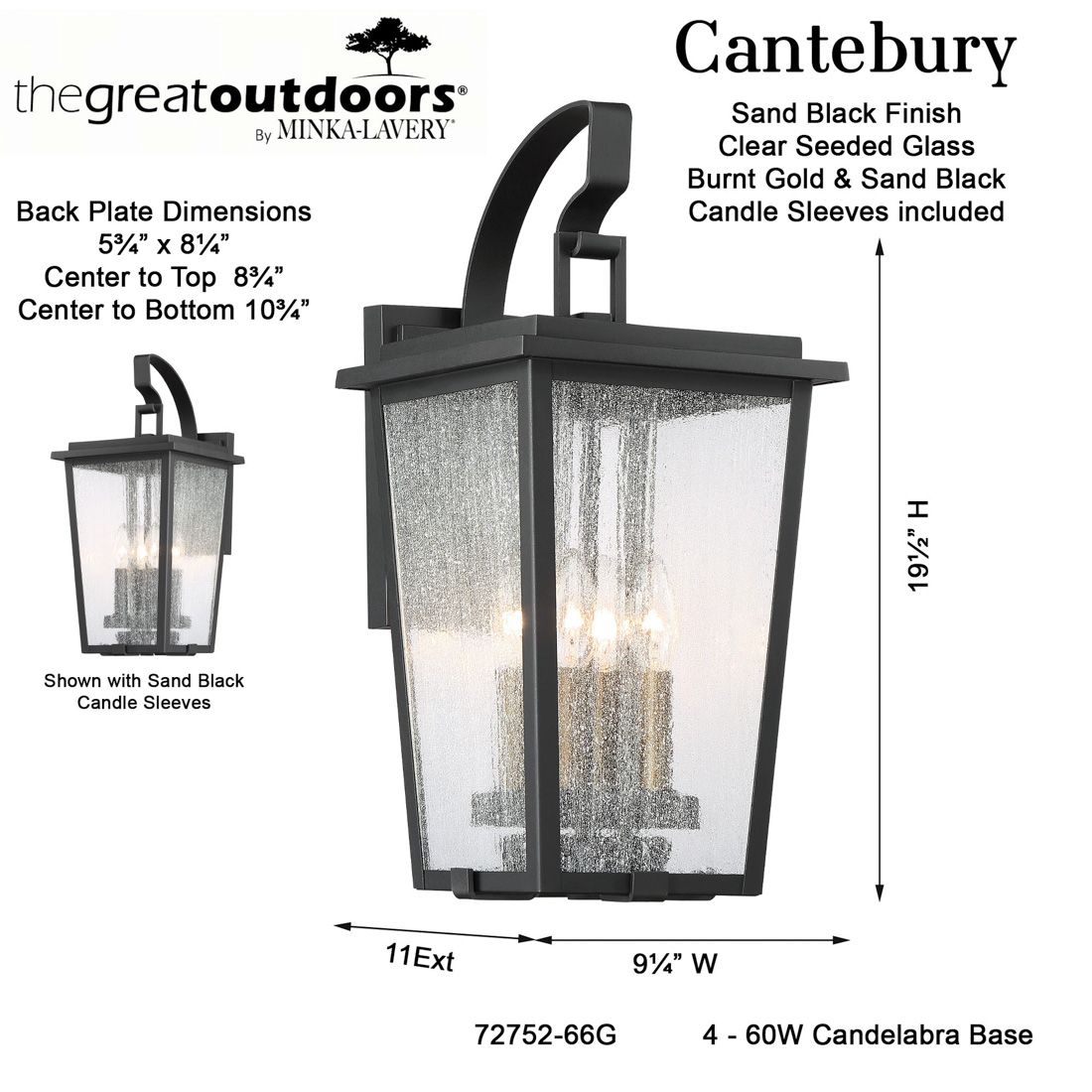 Image 6 Minka-Lavery Cantebury 4-Light Black and Gold Outdoor Wall Mount more views