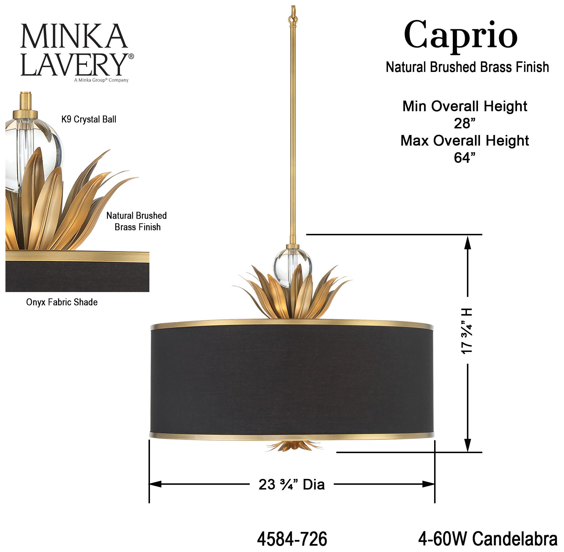 Minka Lavery Caprio 23 1/2" Wide 4-Light Natural Brushed Brass Pendant