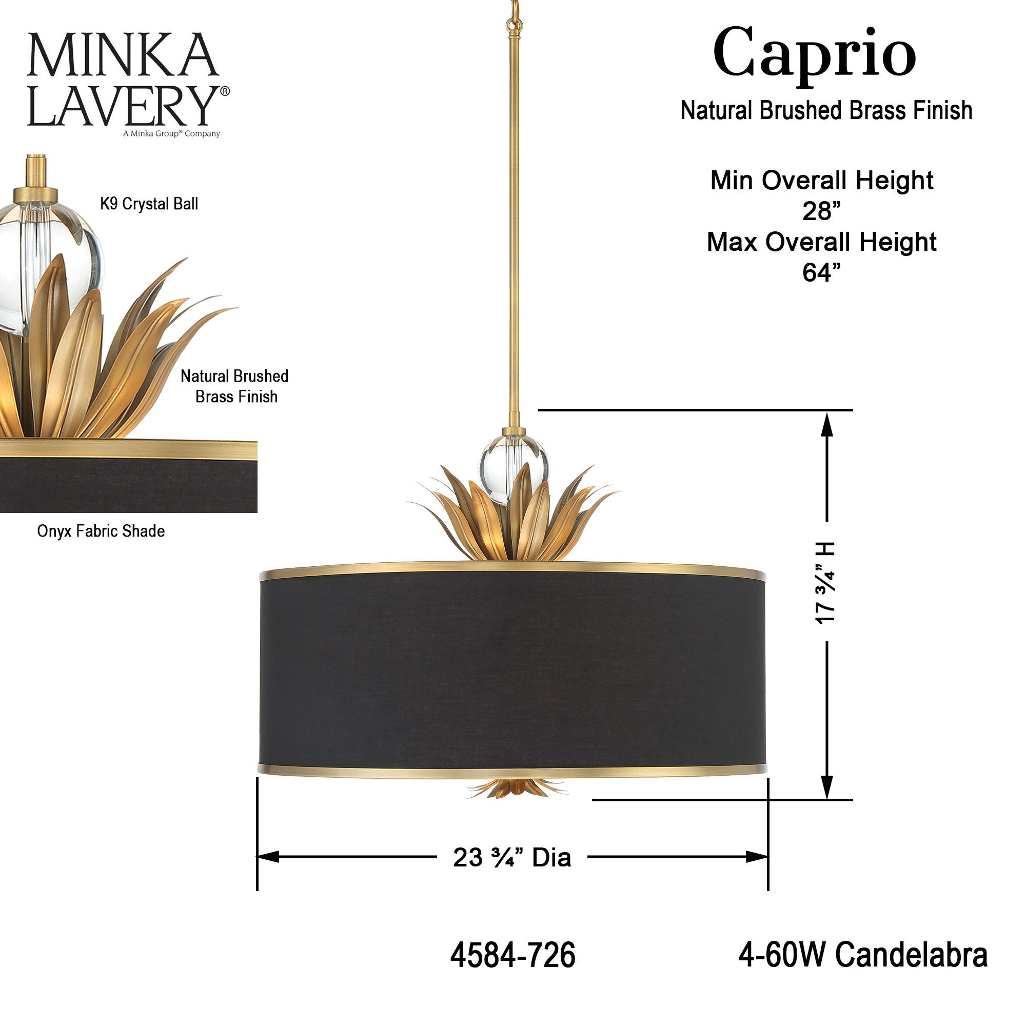 Minka-Lavery Caprio 4-Light Natural Brushed Brass Pendant