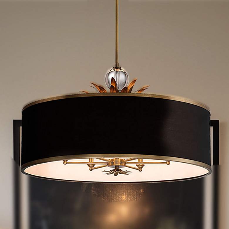 Image 1 Minka-Lavery Caprio 6-Light Natural Brushed Brass Pendant and Black