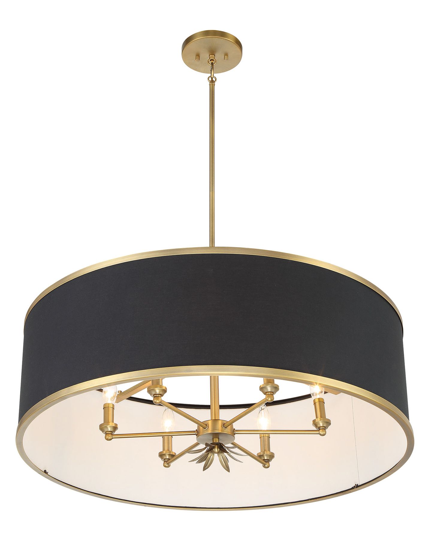 Image 3 Minka-Lavery Caprio 6-Light Natural Brushed Brass Pendant with Black Shade more views