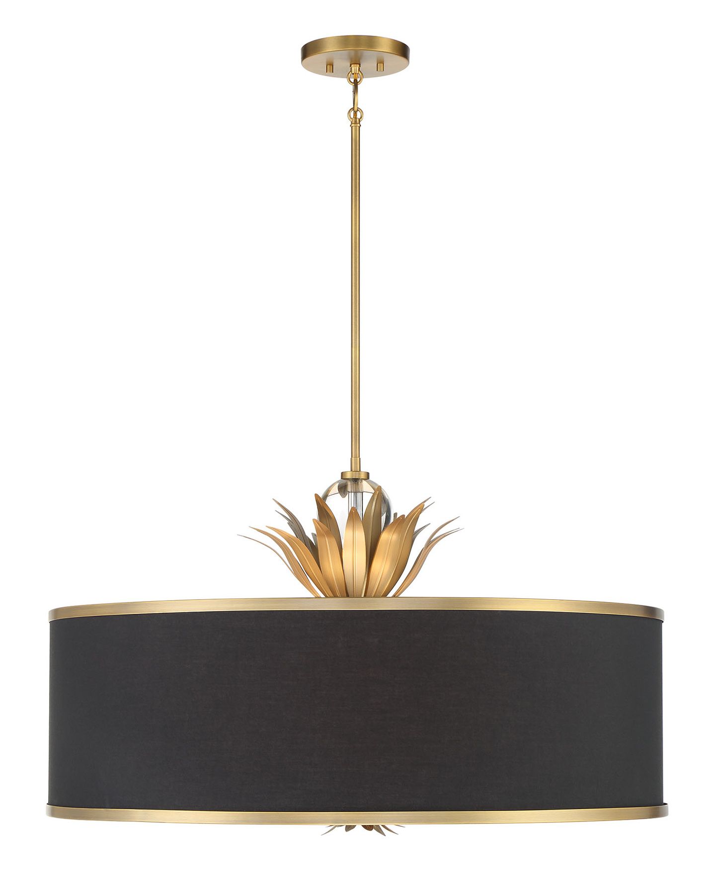 Image 4 Minka-Lavery Caprio 6-Light Natural Brushed Brass Pendant with Black Shade more views