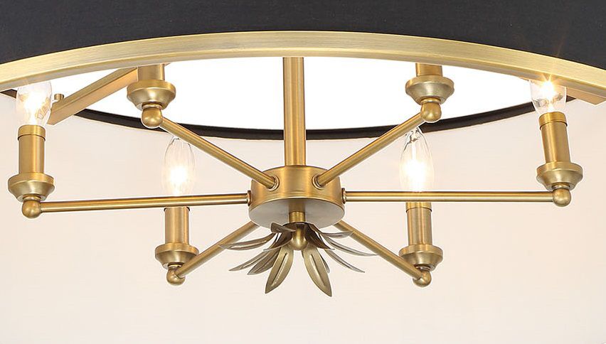 Minka-Lavery Caprio 6-Light Natural Brushed Brass Pendant with Black Shade