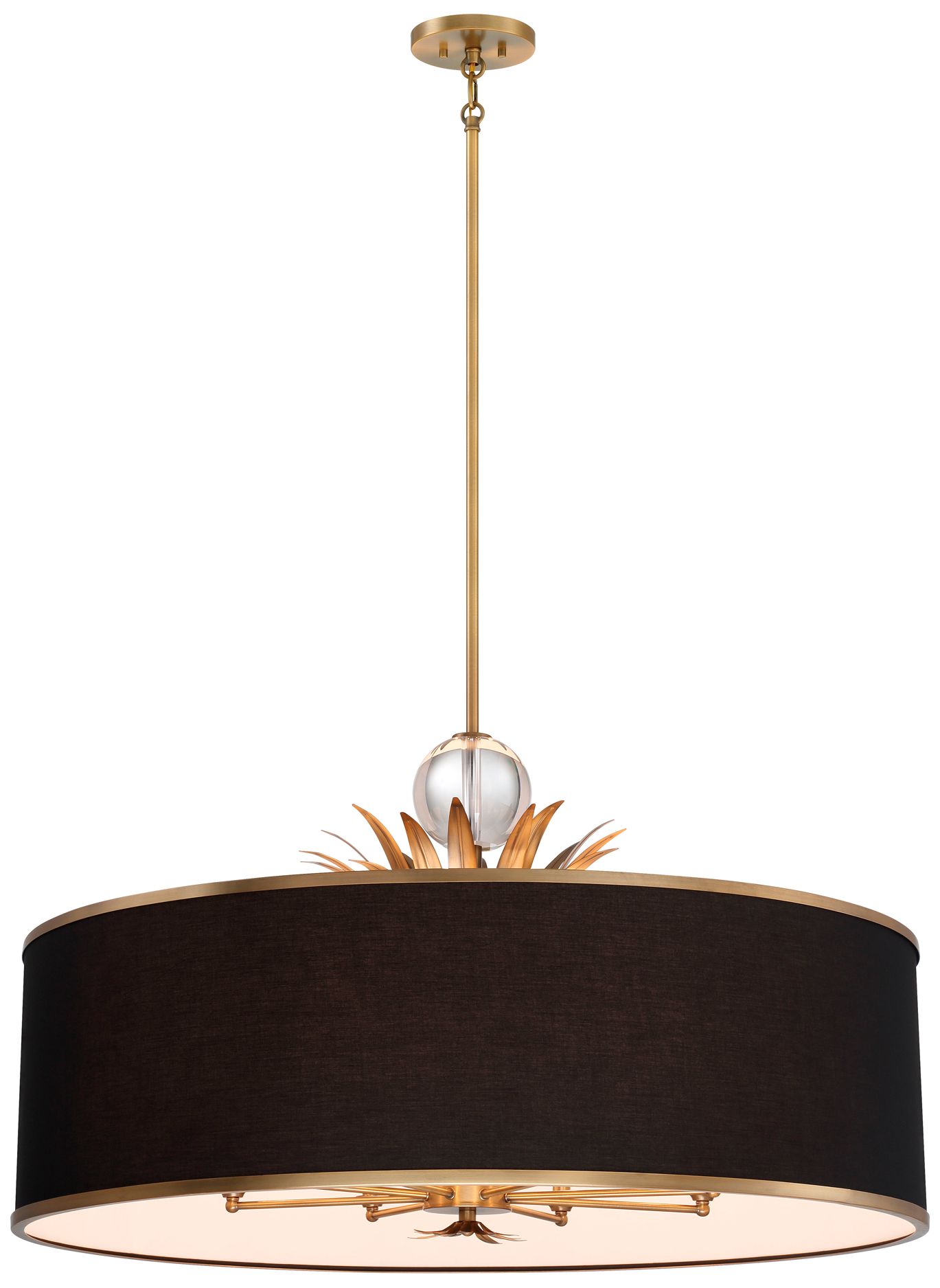 Minka Lavery Caprio 8-Light Natural Brushed Brass Pendant with Fabric Shade