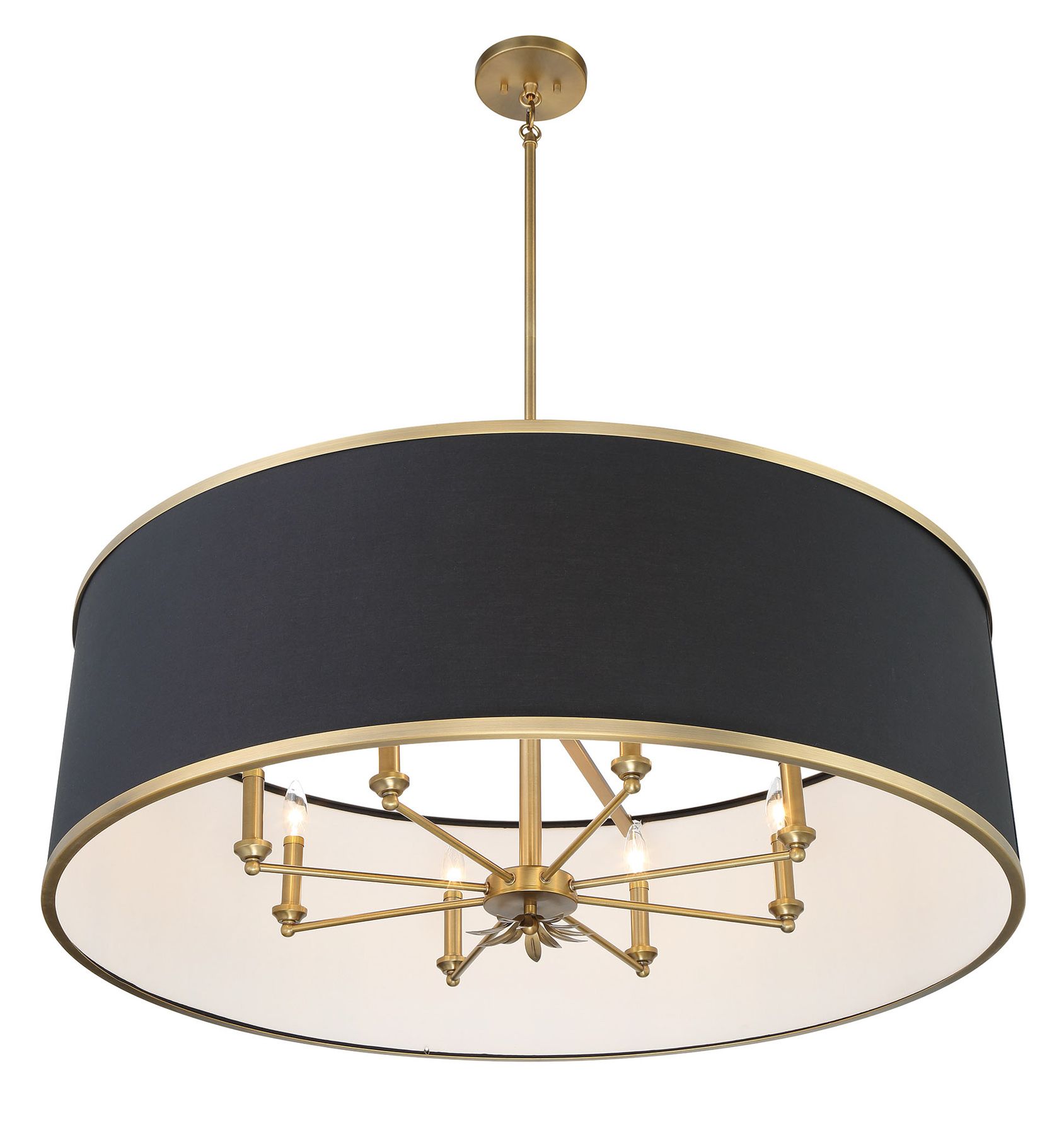 Image 3 Minka Lavery Caprio 8-Light Natural Brushed Brass Pendant with Fabric Shade more views
