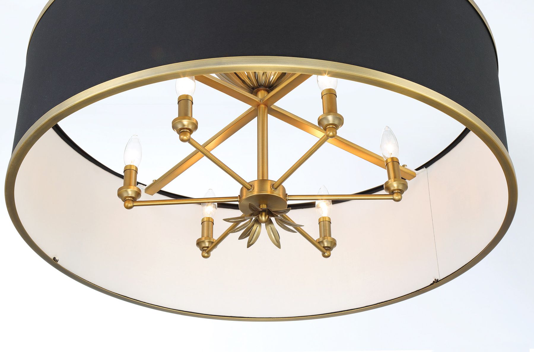 Image 4 Minka Lavery Caprio 8-Light Natural Brushed Brass Pendant with Fabric Shade more views