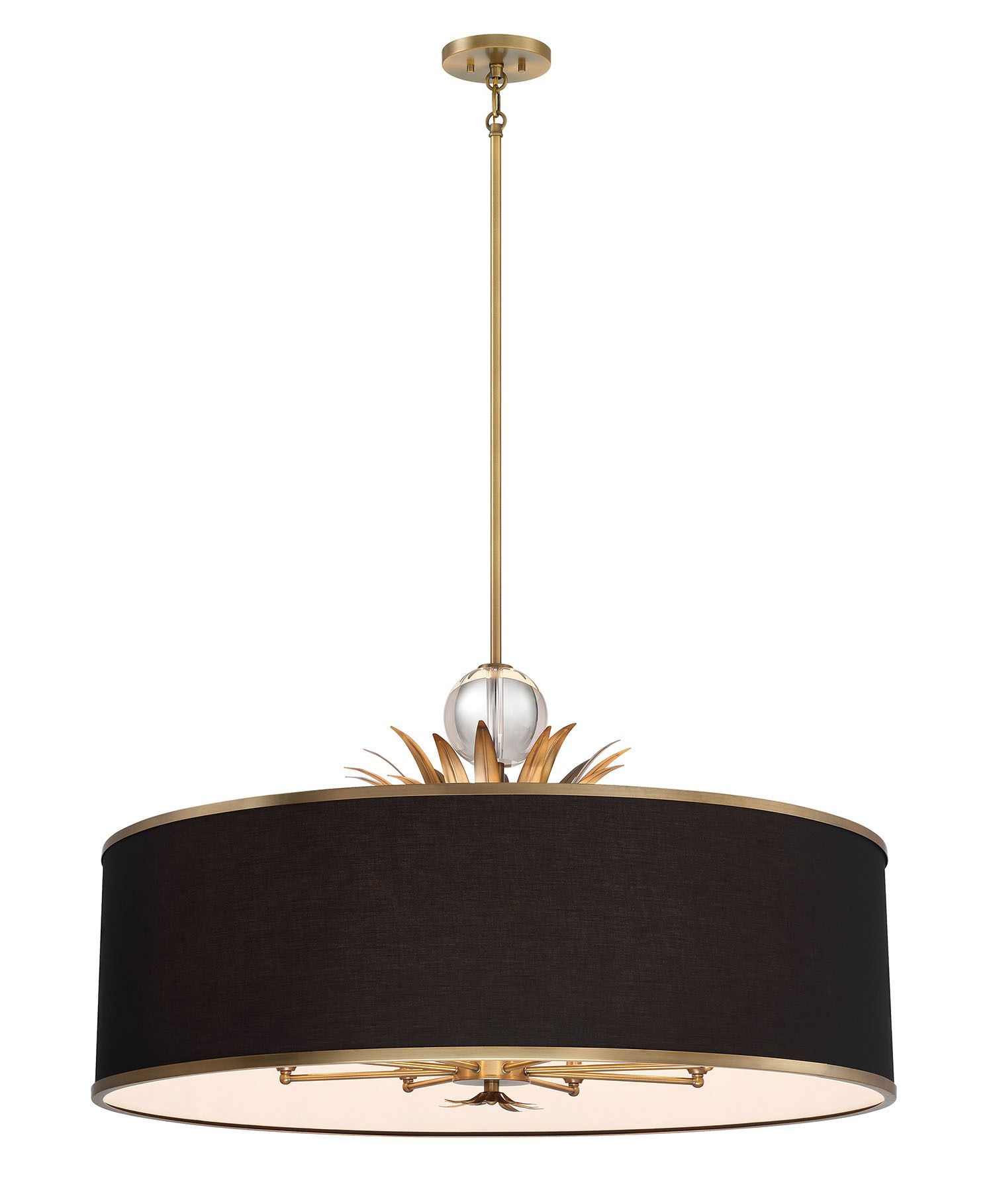 Image 5 Minka Lavery Caprio 8-Light Natural Brushed Brass Pendant with Fabric Shade more views