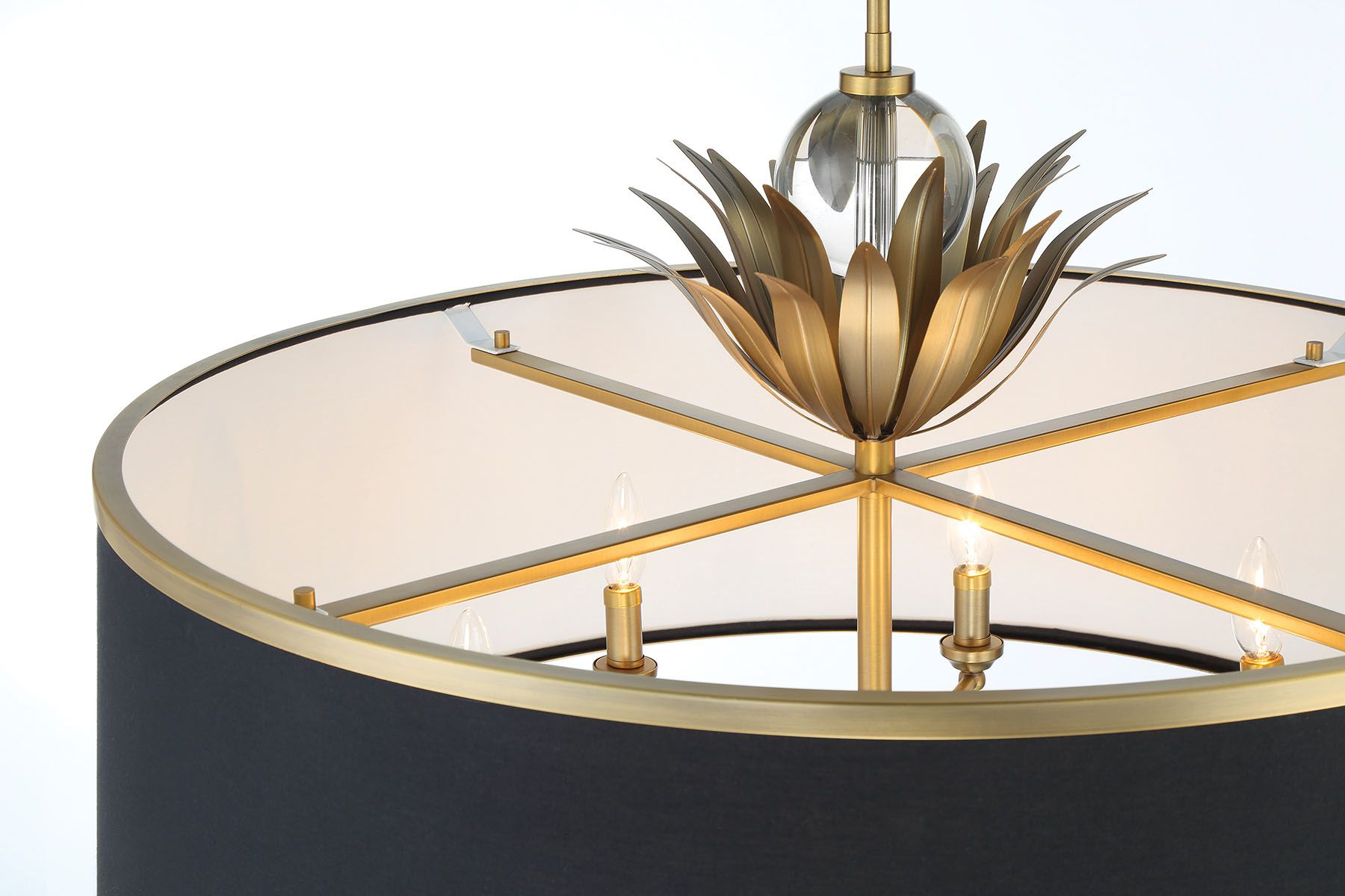 Minka Lavery Caprio 8-Light Natural Brushed Brass Pendant with Fabric Shade