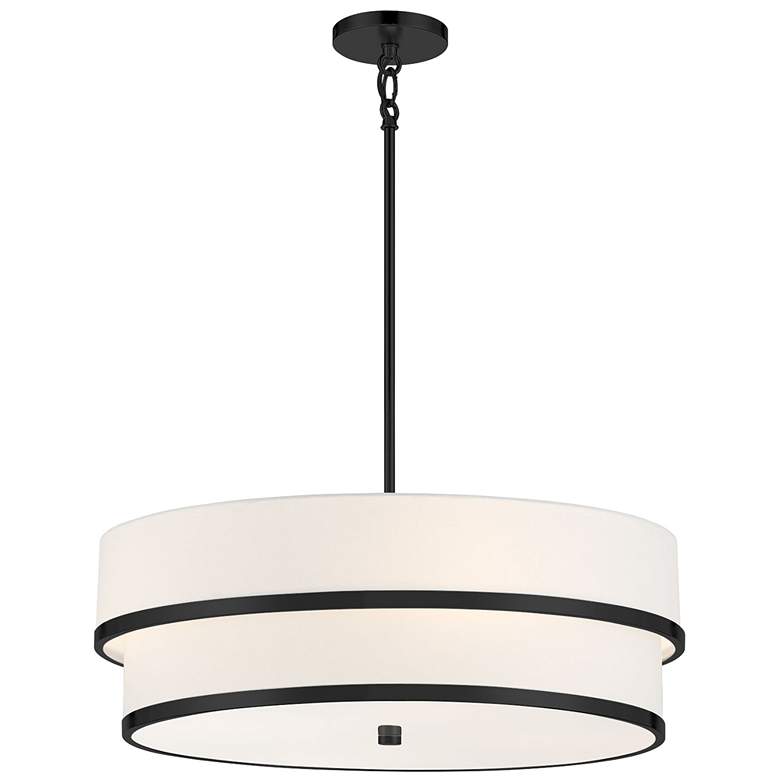 Image 1 Minka Lavery Cascade 24" Wide 4-Light Coal Black Double Drum Pendant