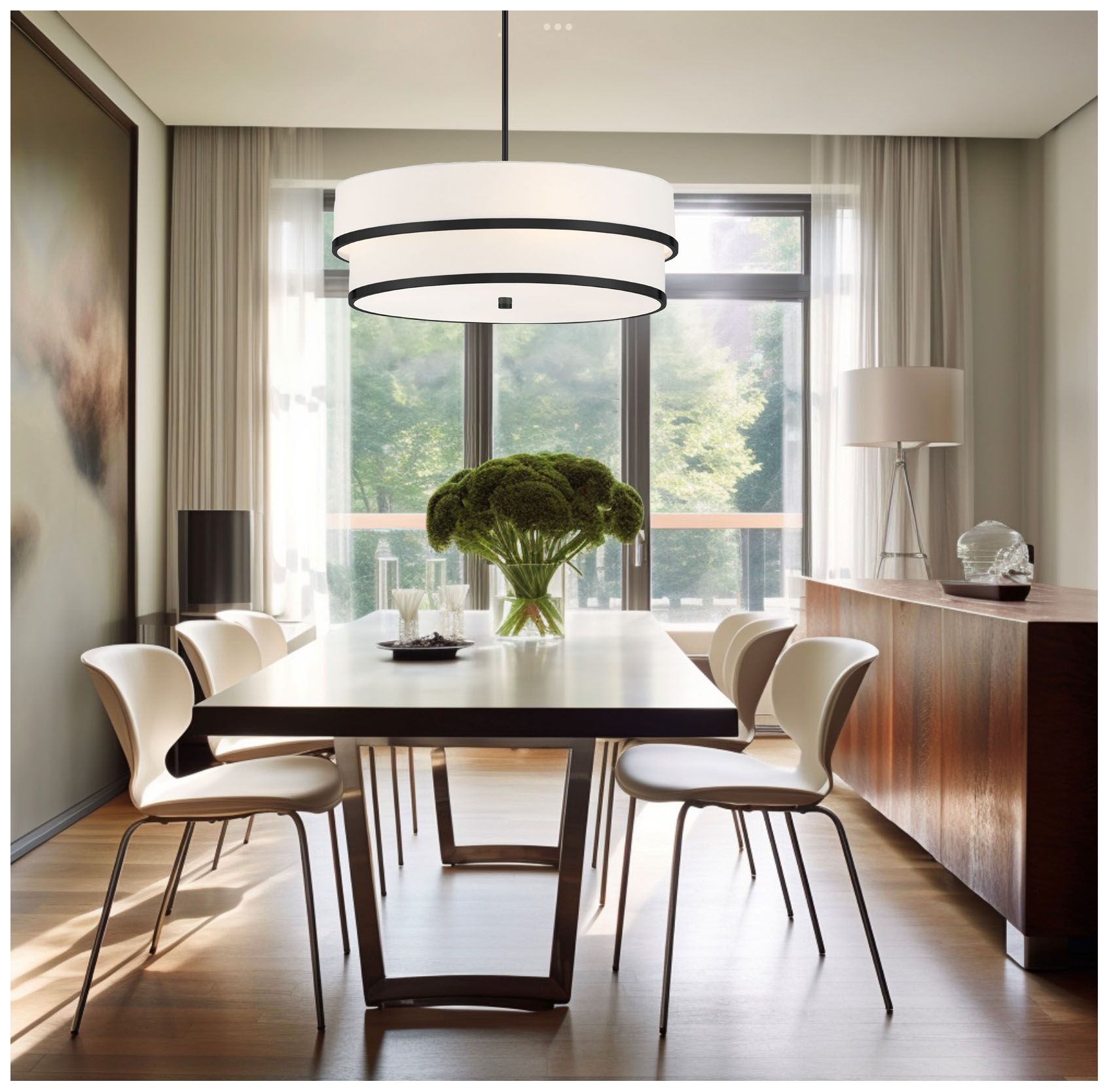 Image 3 Minka Lavery Cascade 24" Wide 4-Light Coal Black Double Drum Pendant more views