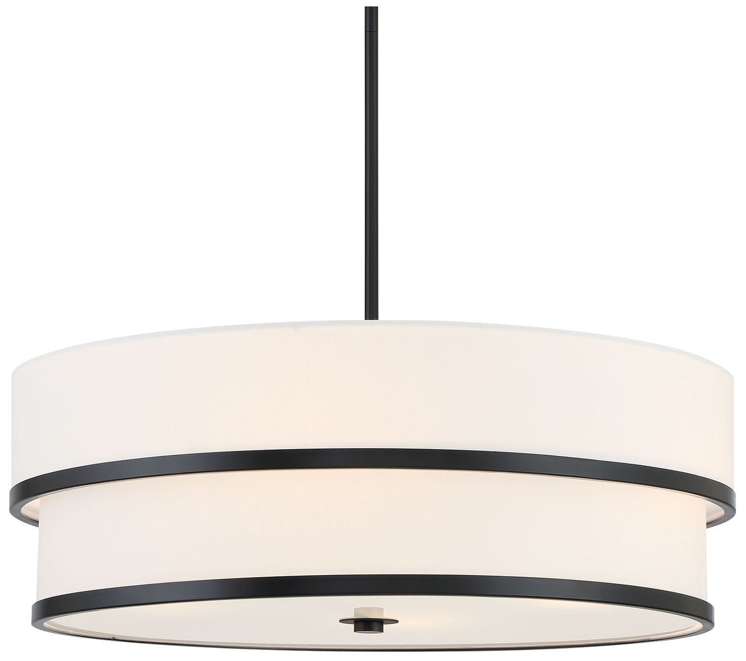 Minka Lavery Cascade 24" Wide 4-Light Coal Black Double Drum Pendant