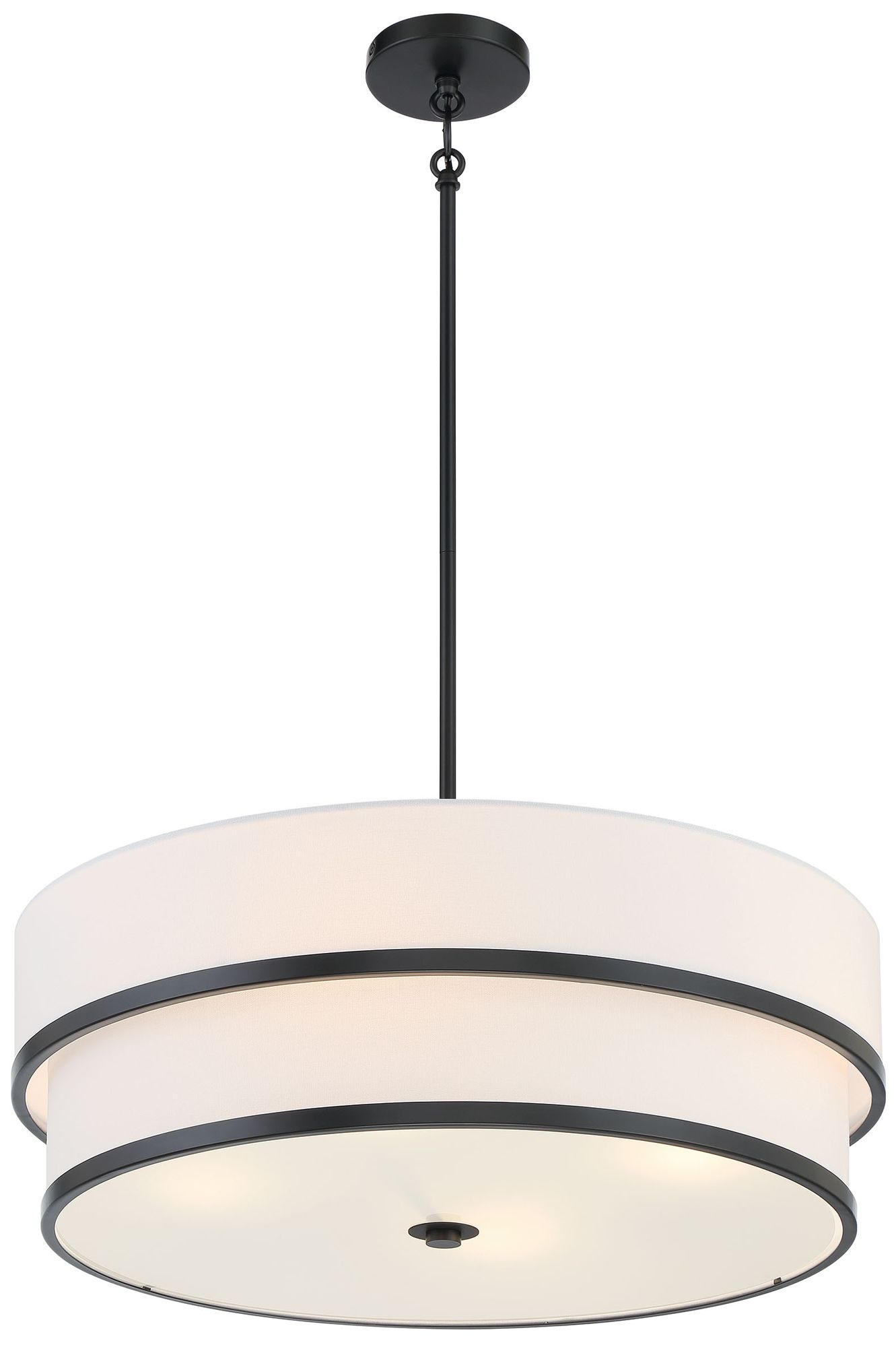 Minka Lavery Cascade 24" Wide 4-Light Coal Black Double Drum Pendant