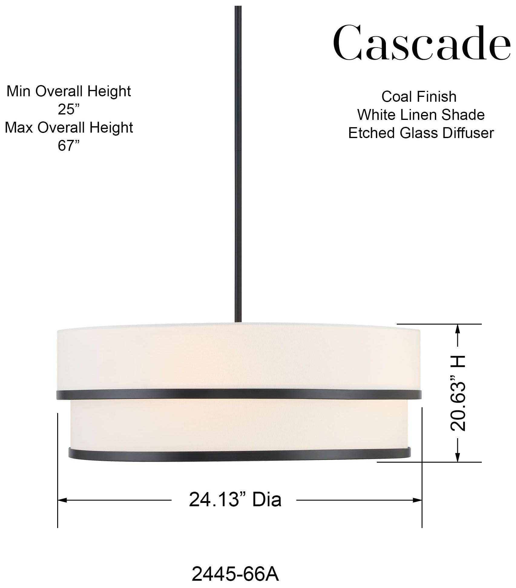 Minka Lavery Cascade 24" Wide 4-Light Coal Black Double Drum Pendant