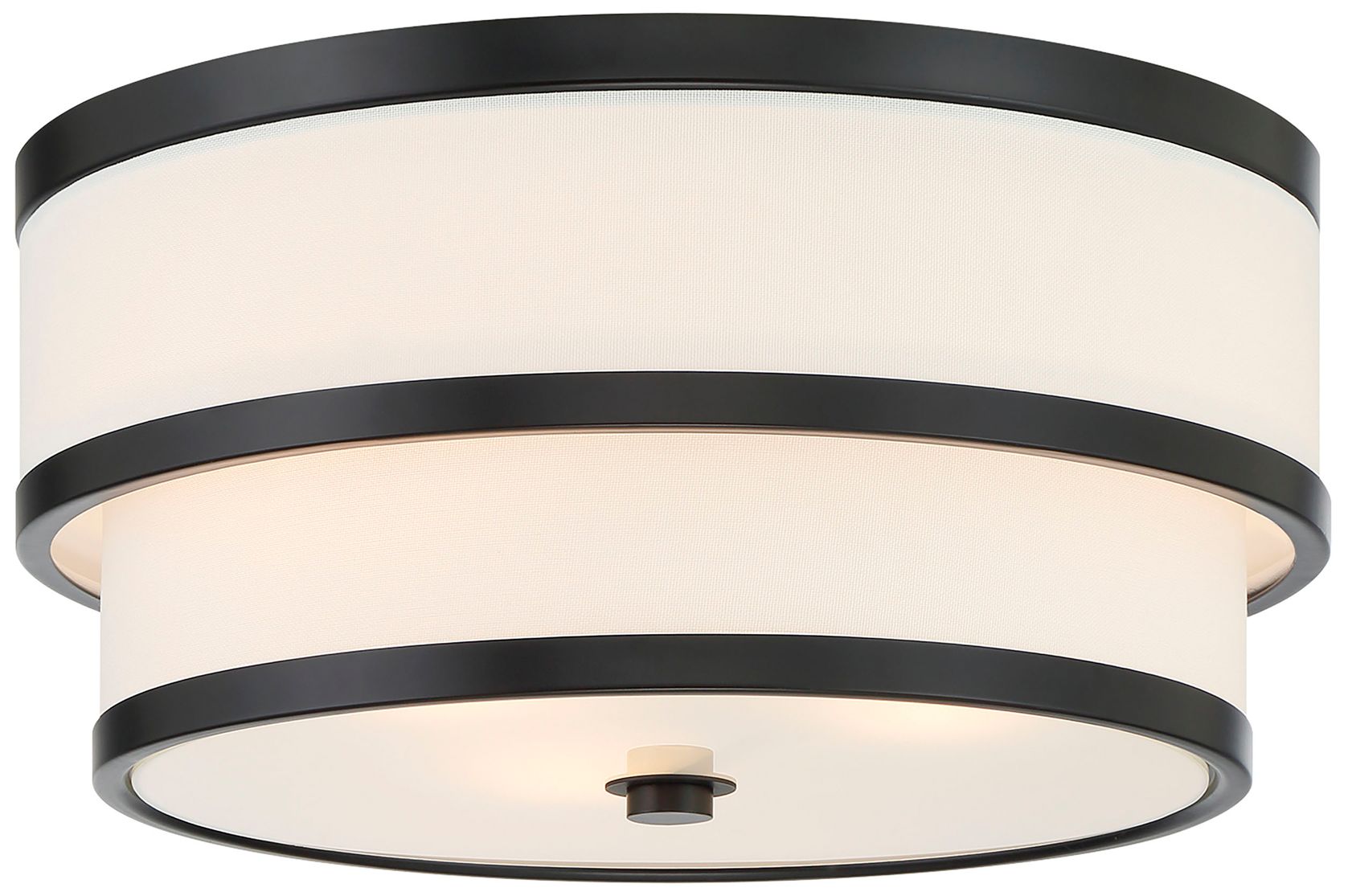 Minka Lavery Cascade 3-Light Coal Black Flush Mount with White Linen Shade