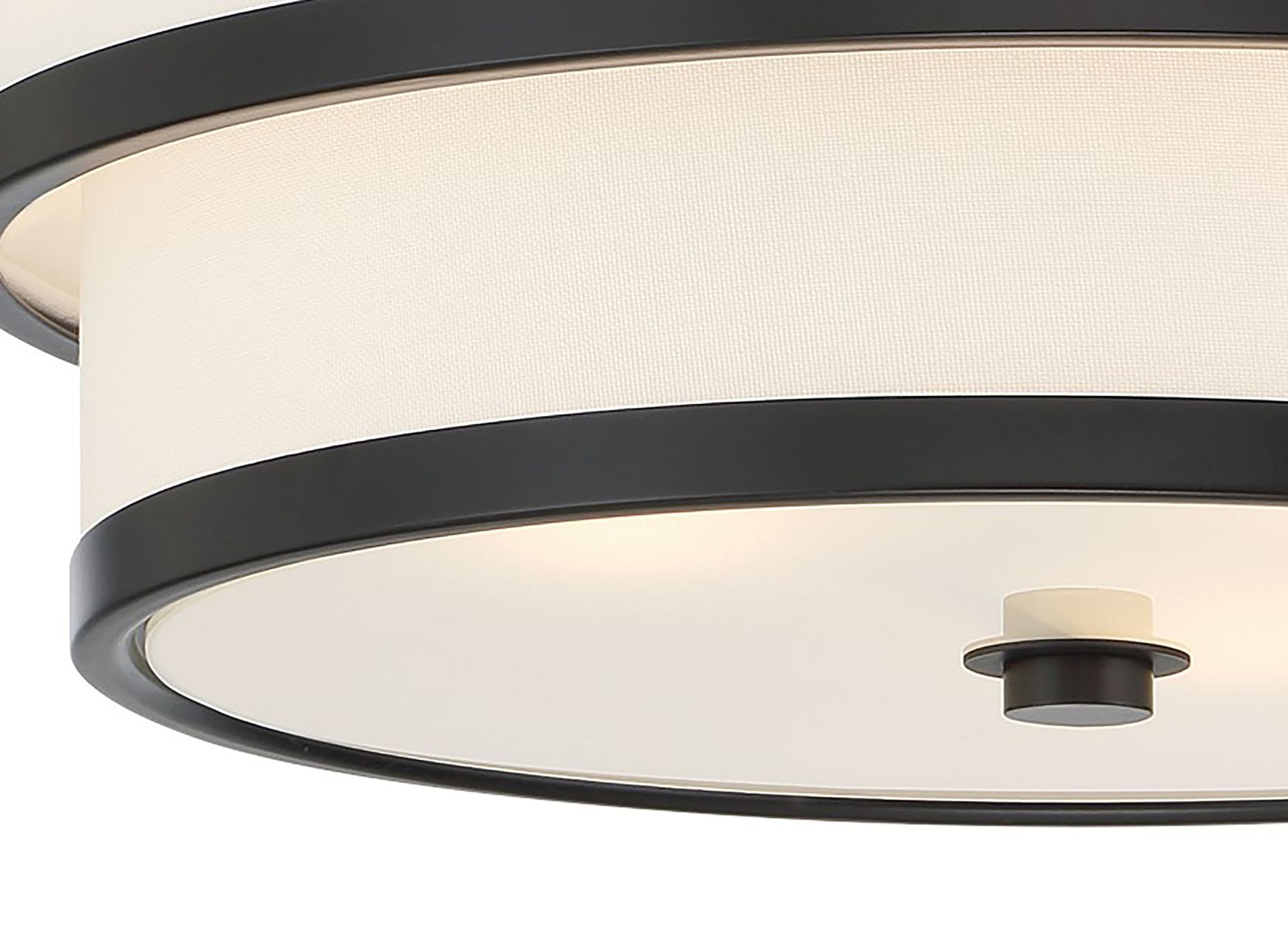 Image 6 Minka Lavery Cascade 3-Light Coal Black Flush Mount with White Linen Shade more views