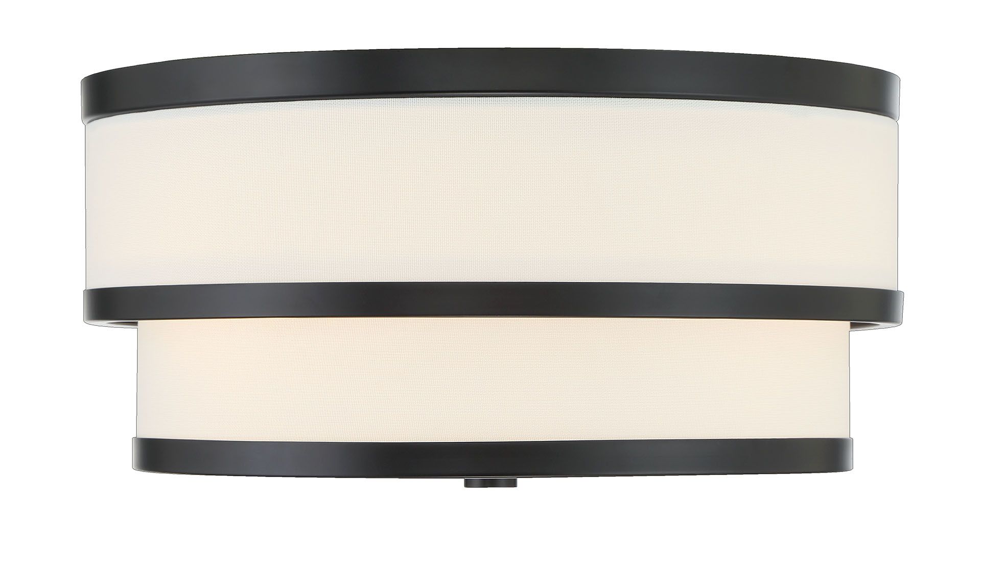 Image 7 Minka Lavery Cascade 3-Light Coal Black Flush Mount with White Linen Shade more views