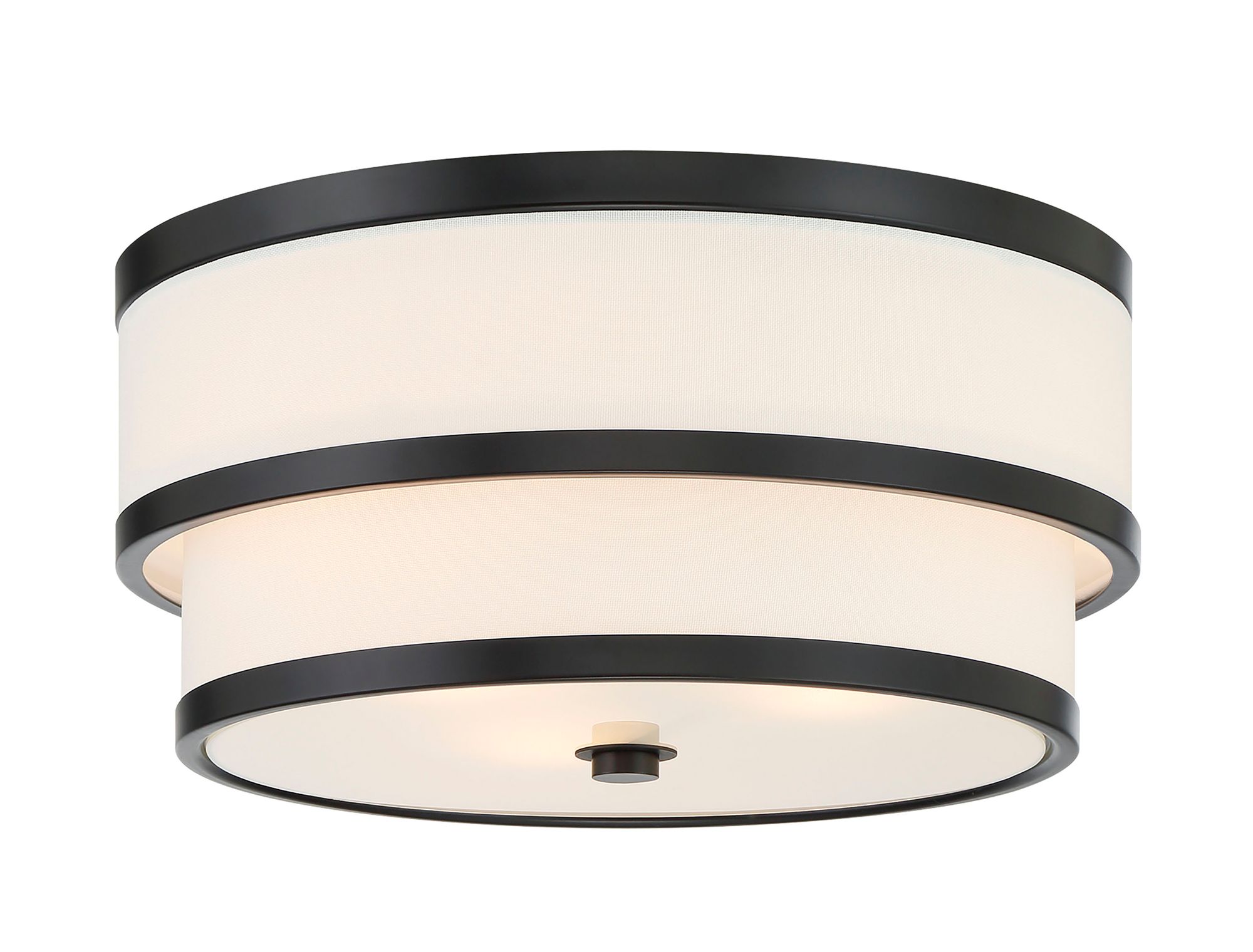 Minka Lavery Cascade 3-Light Coal Black Flush Mount with White Linen Shade
