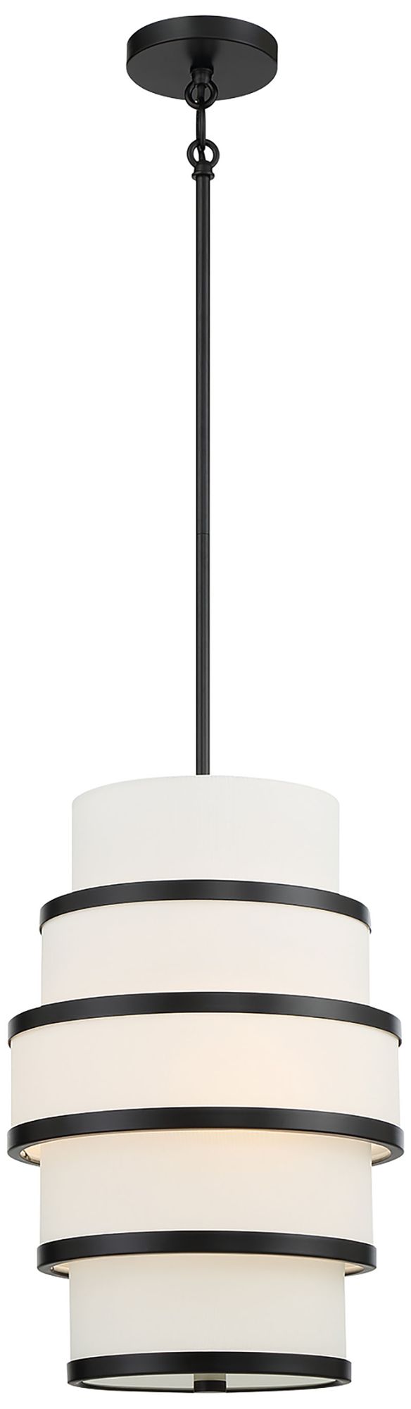 Image 2 Minka Lavery Cascade 3-Light Coal Black Pendant with White Linen Shade