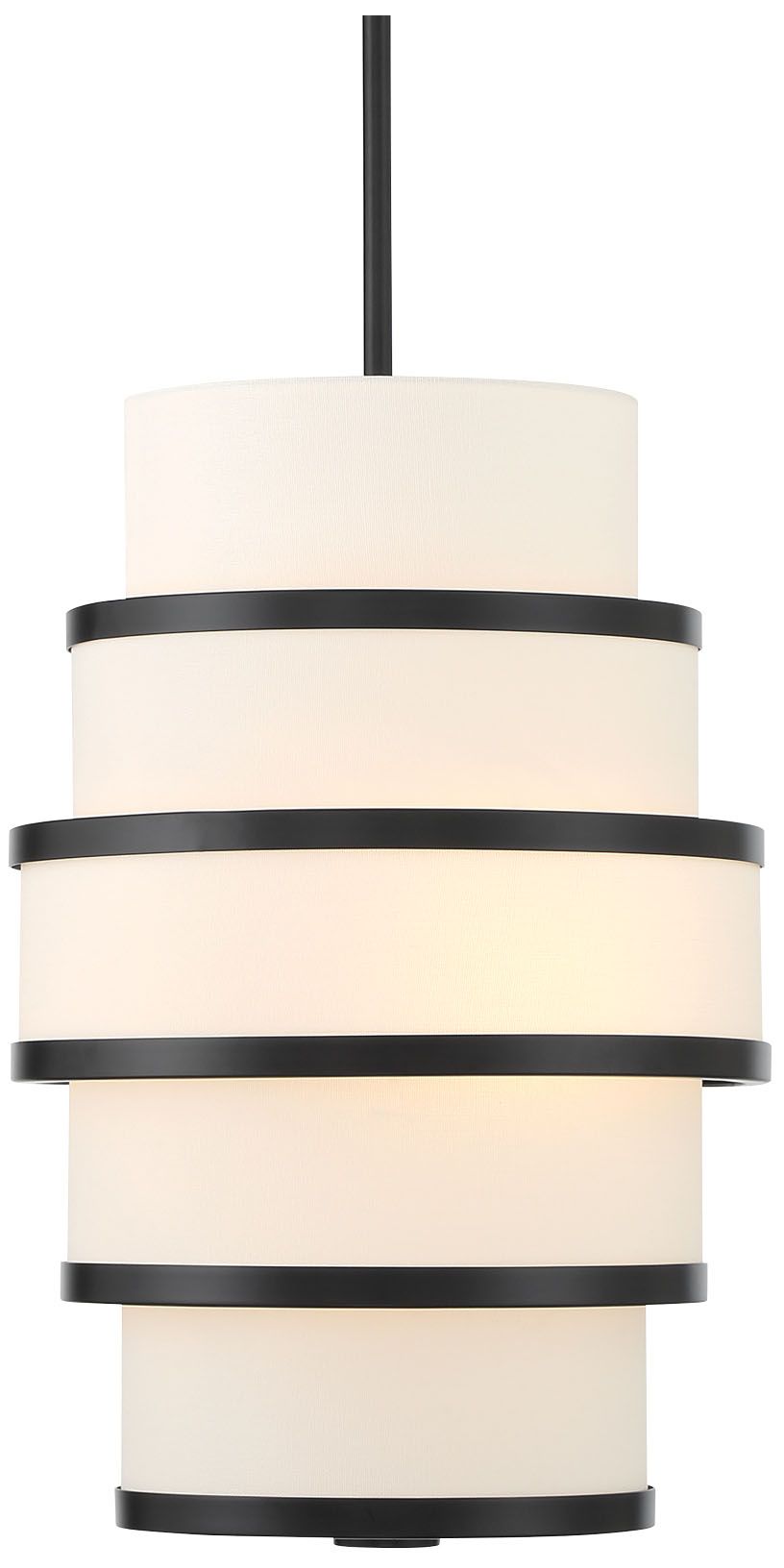 Image 5 Minka Lavery Cascade 3-Light Coal Black Pendant with White Linen Shade more views