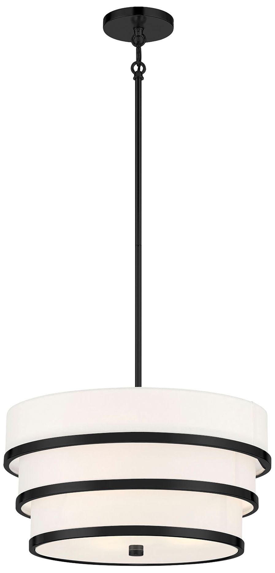 Minka Lavery Cascade 3-Light Coal Black Pendant with White Linen Shade