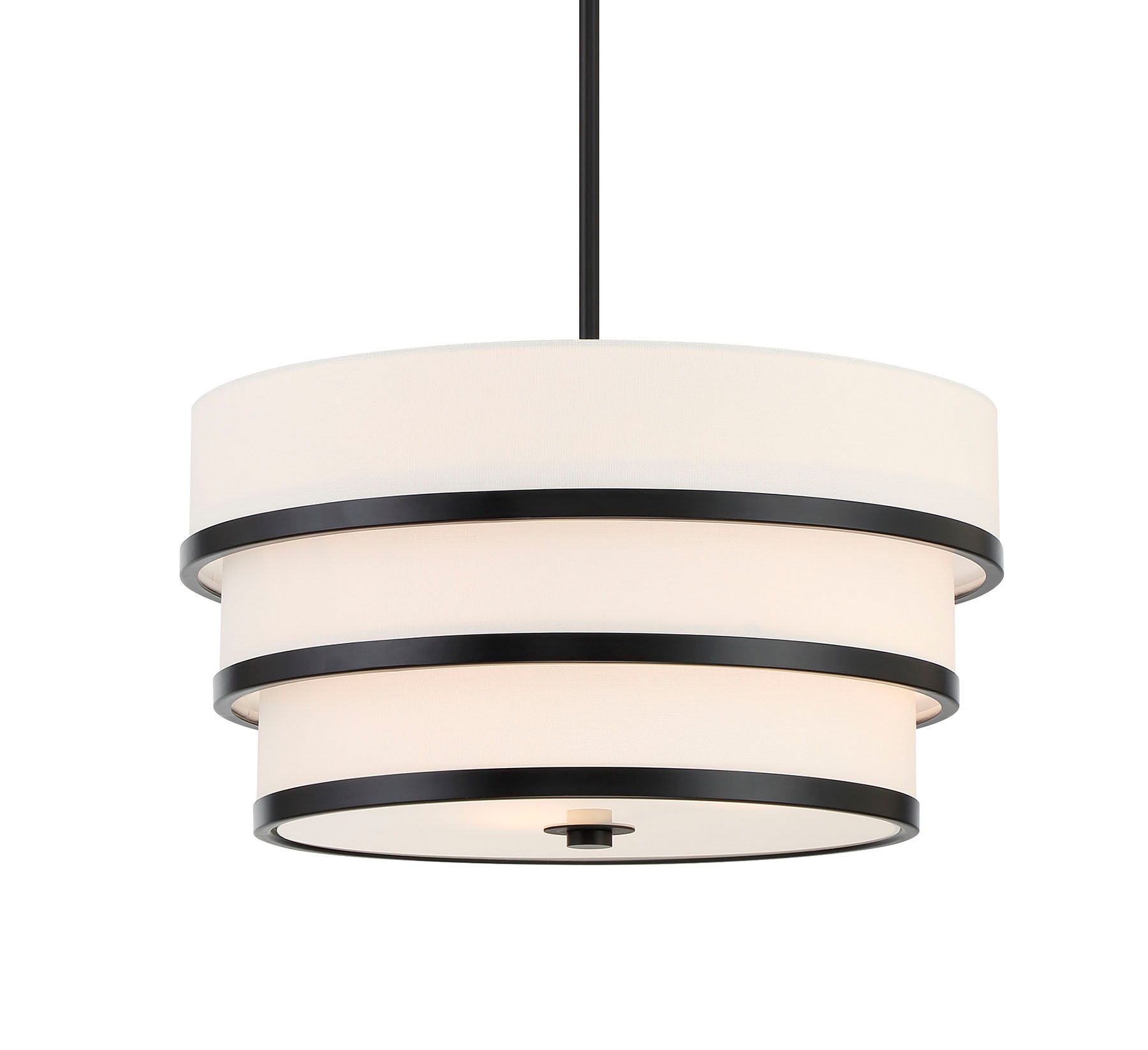 Image 5 Minka Lavery Cascade 3-Light Coal Black Pendant with White Linen Shade more views