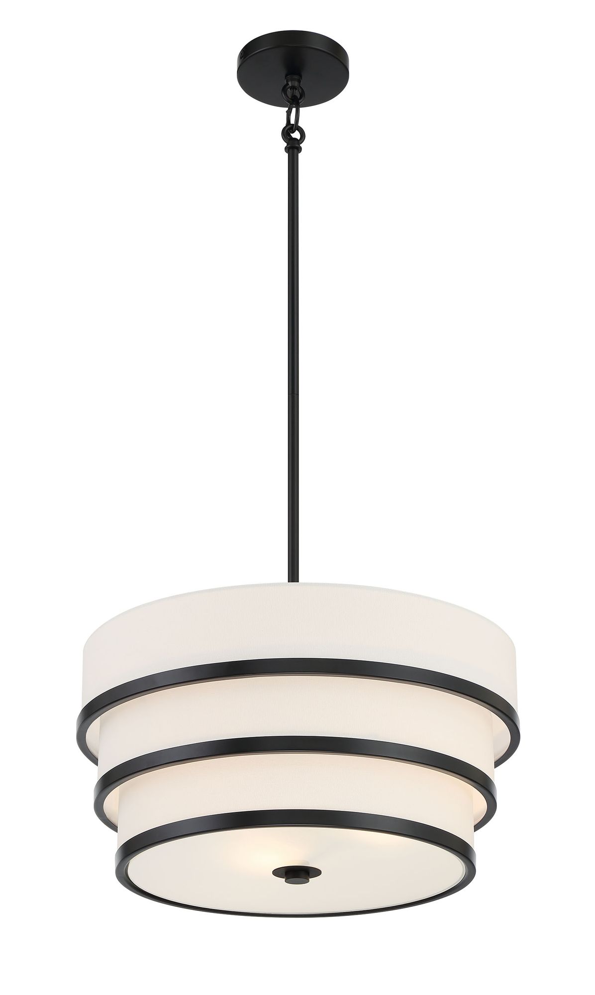 Image 7 Minka Lavery Cascade 3-Light Coal Black Pendant with White Linen Shade more views