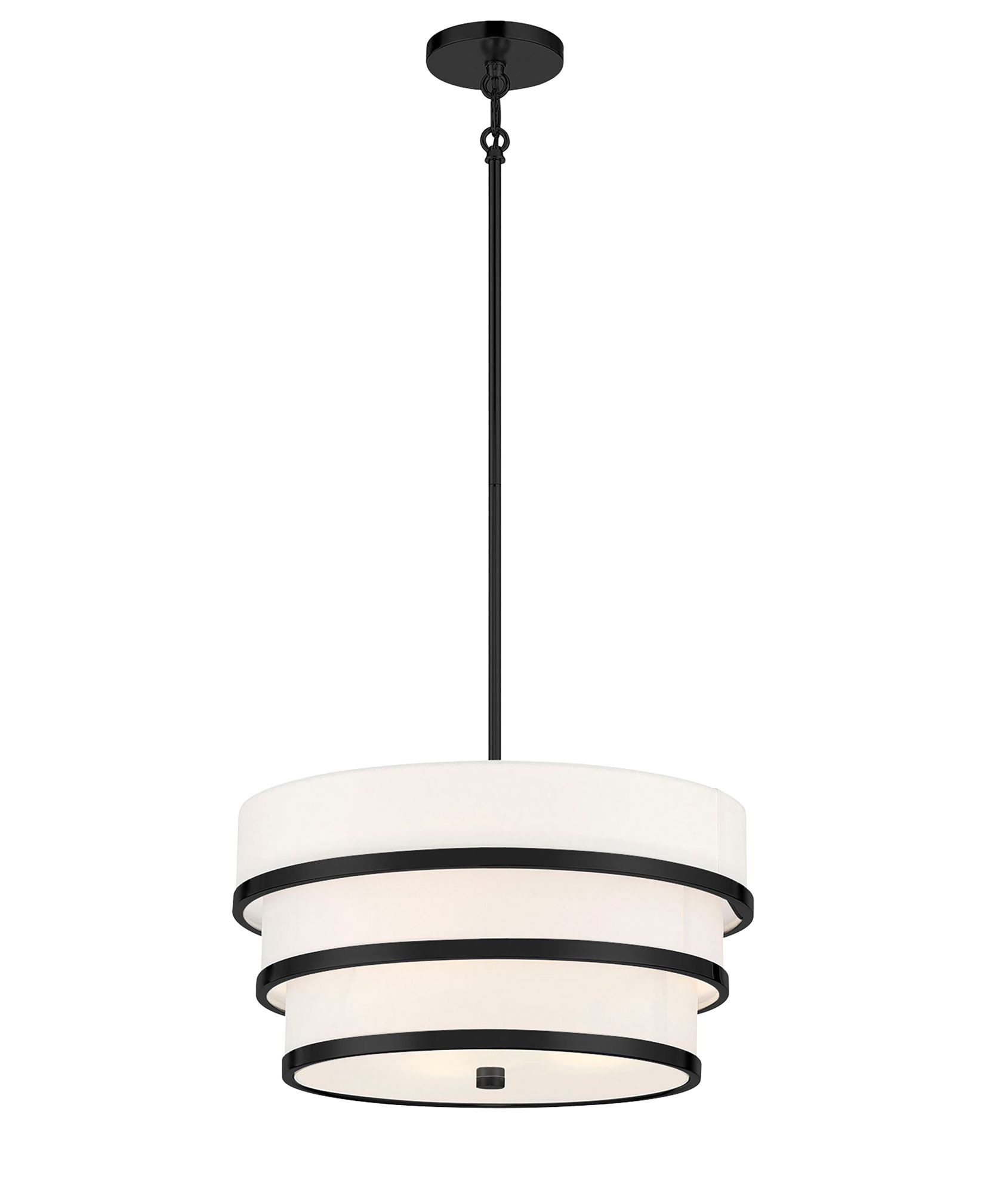 Minka Lavery Cascade 3-Light Coal Black Pendant with White Linen Shade