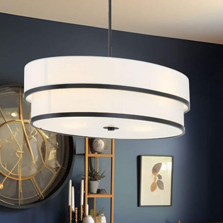 Image 1 Minka Lavery Cascade 32" Wide Modern Coal and White Oval Pendant Light