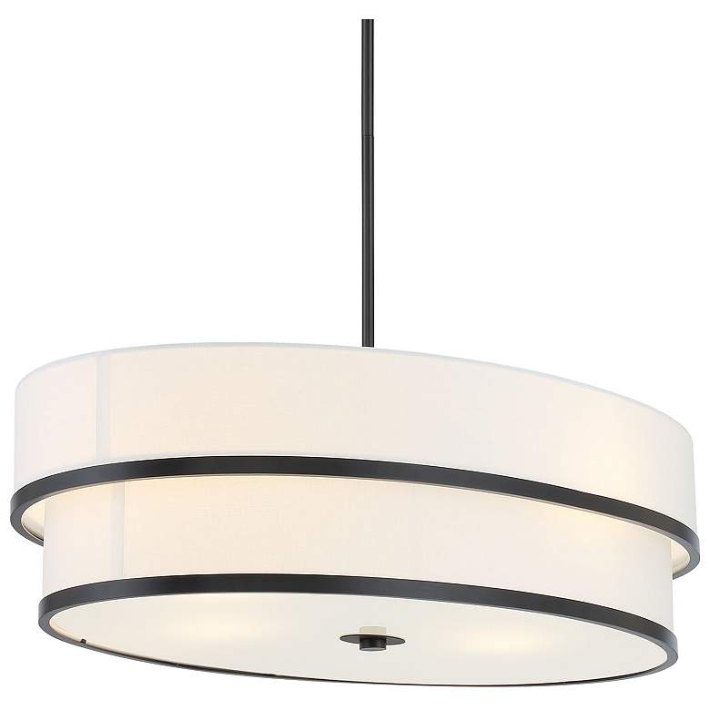 Image 6 Minka Lavery Cascade 32" Wide Modern Coal and White Oval Pendant Light more views