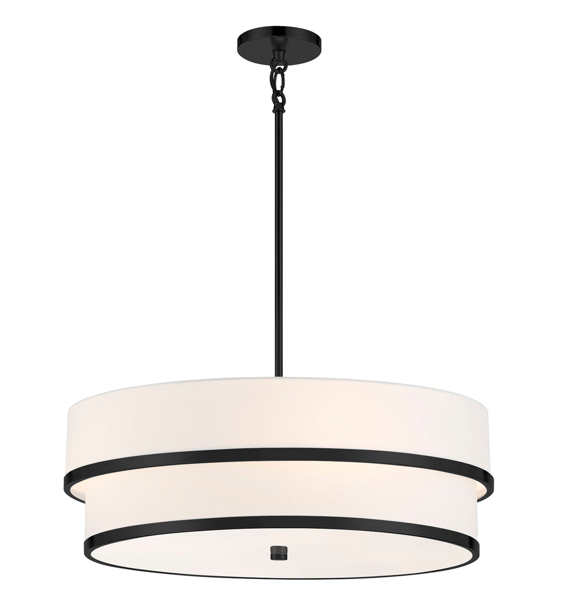 Minka Lavery Cascade 4-Light Coal Black Pendant with White Linen Shade
