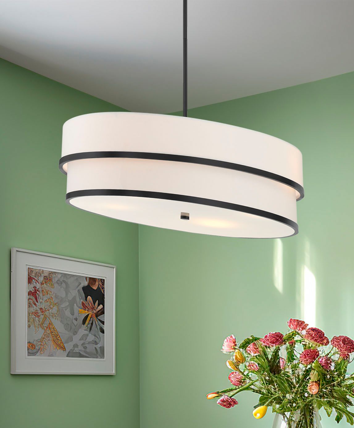 Image 3 Minka Lavery Cascade 4-Light Coal Black Pendant with White Linen Shade more views