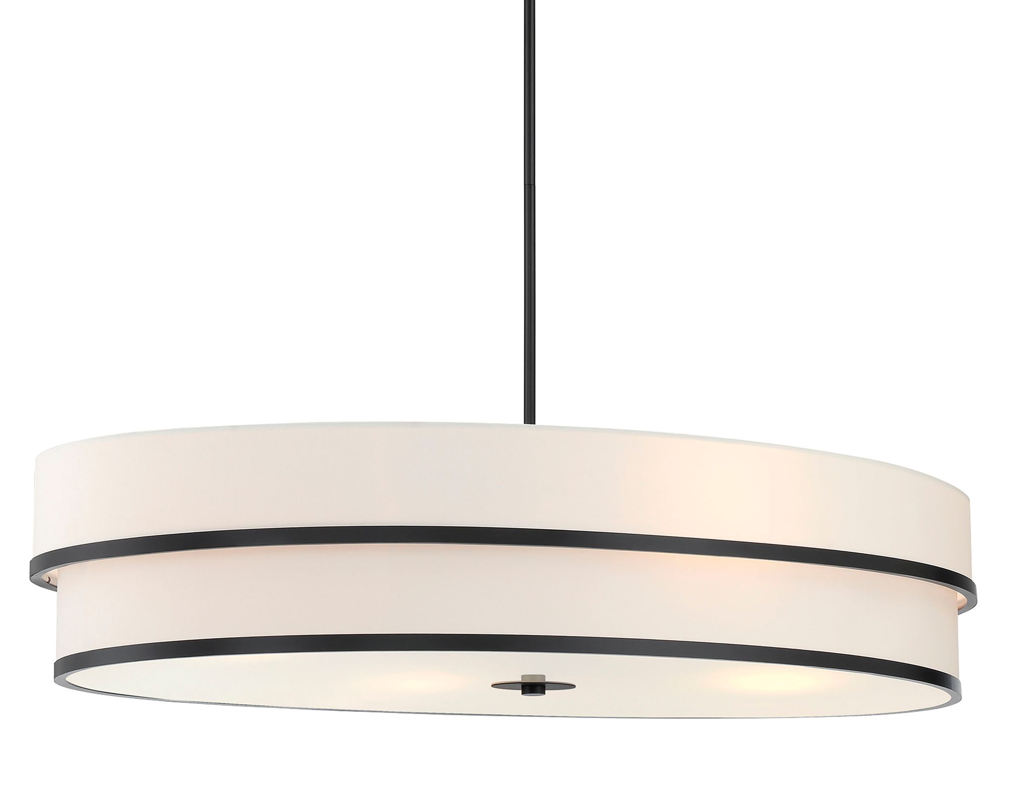 Minka Lavery Cascade 4-Light Coal Black Pendant with White Linen Shade