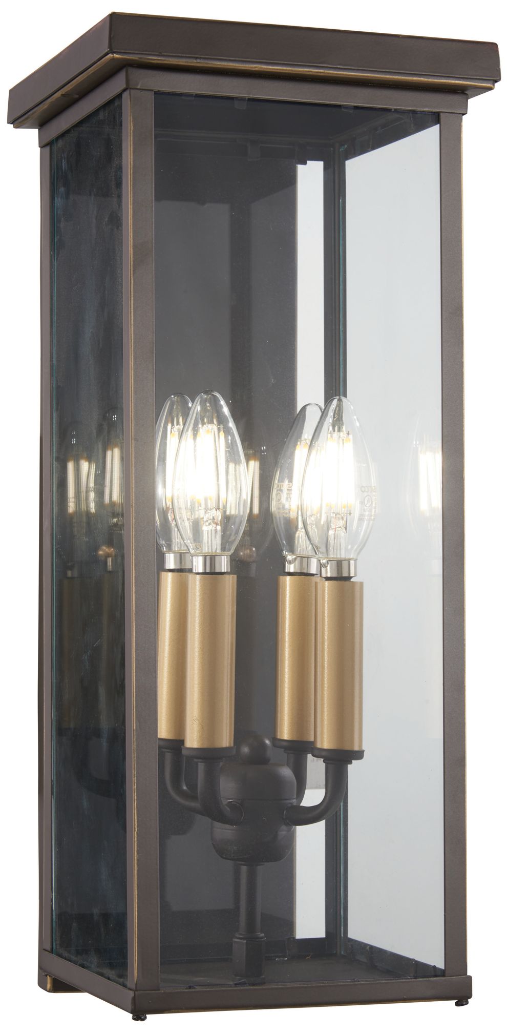 Minka-Lavery Casway 4-Light Oil Rubbed Bronze and Gold Pocket Lantern