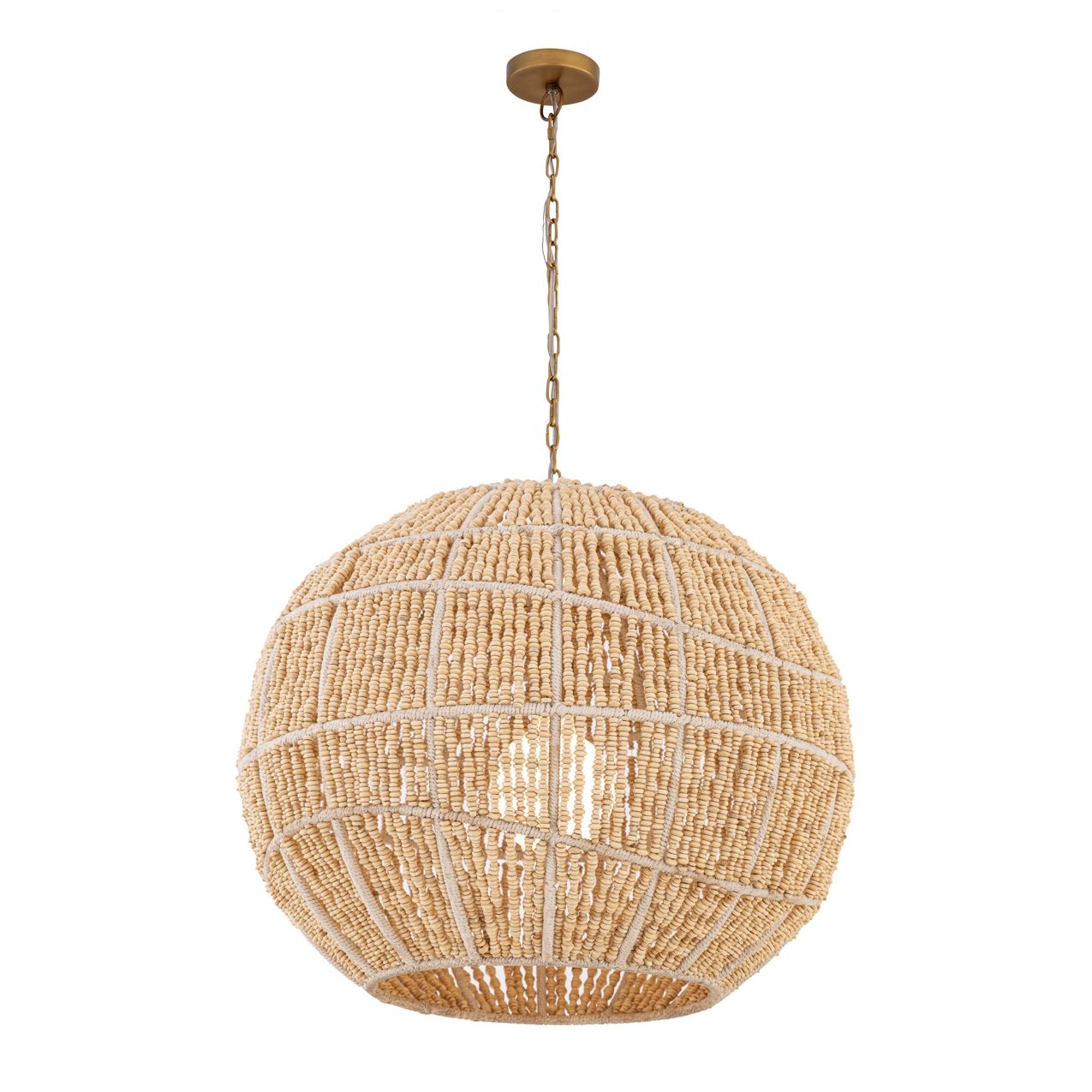 Thumbnail2 of Minka Lavery Cavara 1-Light 24-in Legacy Brass Pendant with Wood Beads