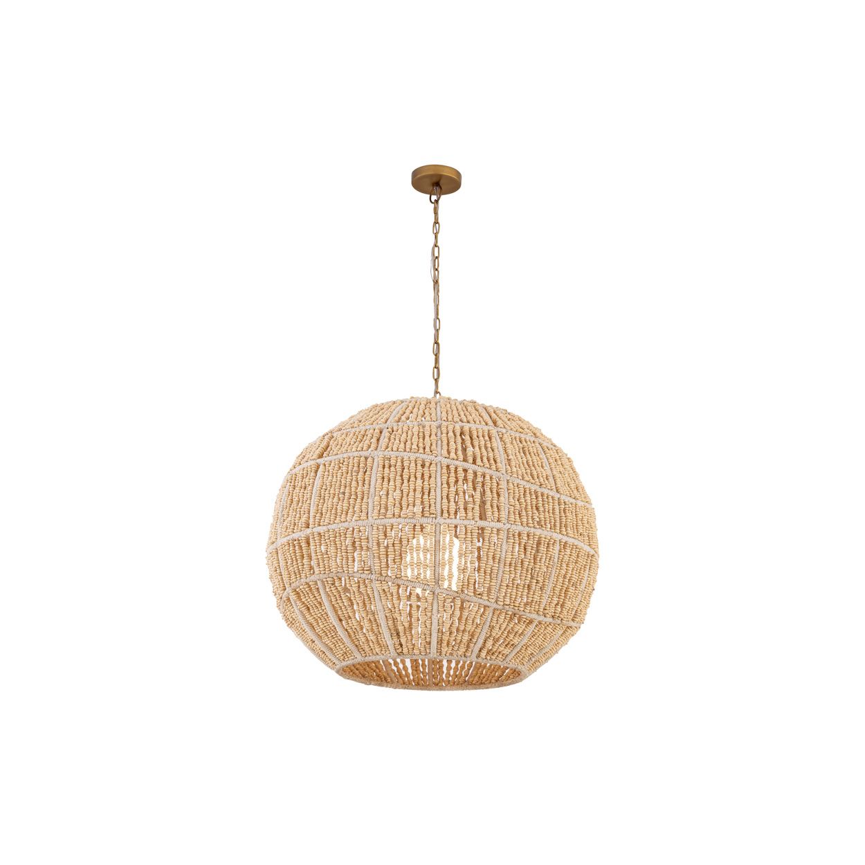 Thumbnail3 of Minka Lavery Cavara 1-Light 24-in Legacy Brass Pendant with Wood Beads more views