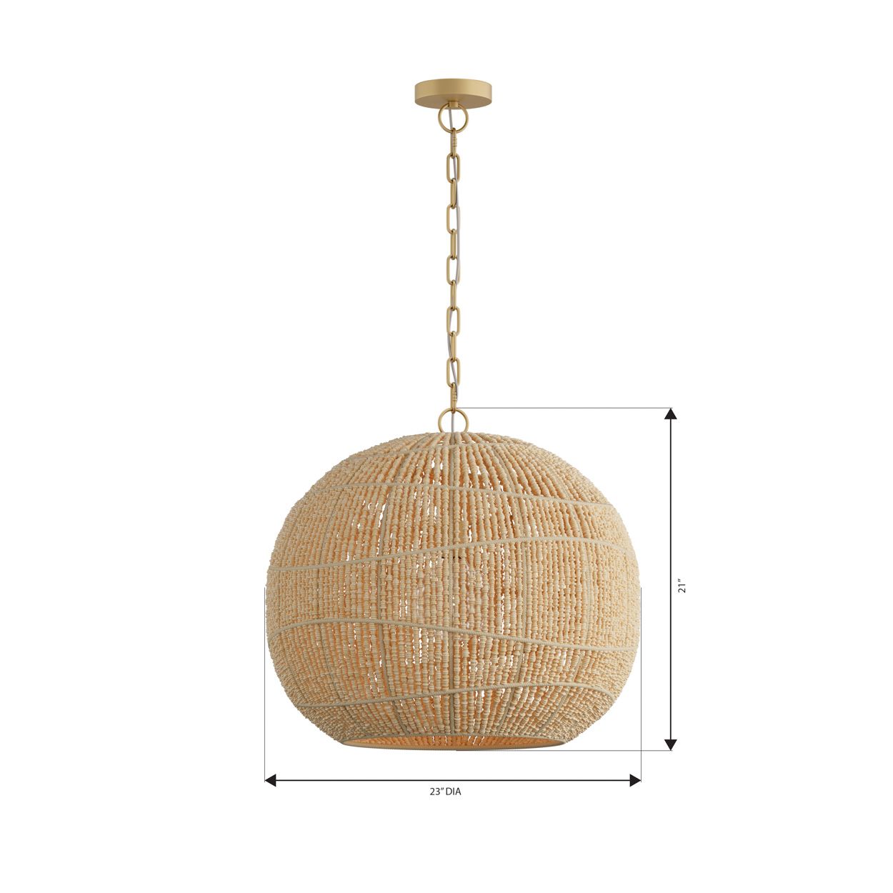 Minka Lavery Cavara 1-Light 24-in Legacy Brass Pendant with Wood Beads
