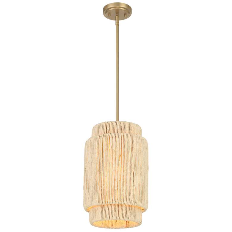 Image 2 Minka Lavery Caviana 1-Light 10-in Brass Pendant with Natural Abaca Shades