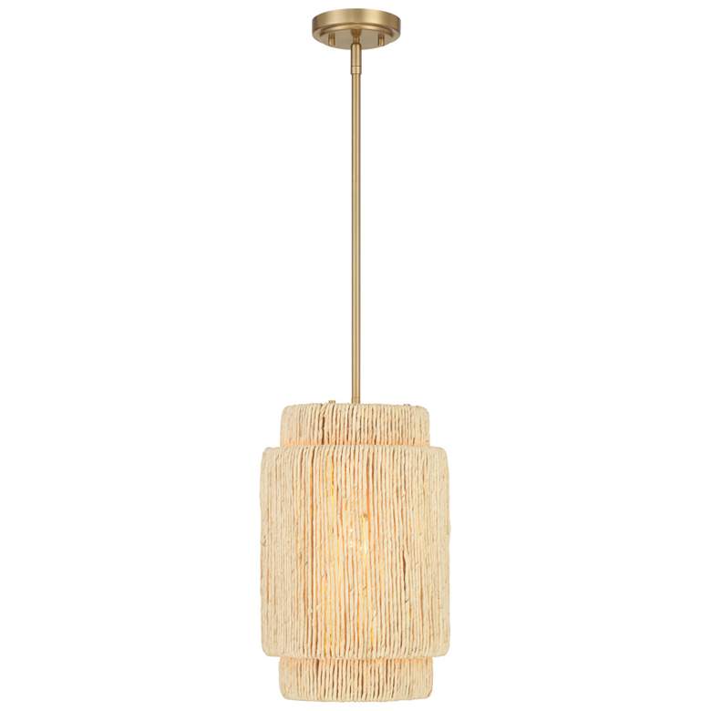 Image 3 Minka Lavery Caviana 1-Light 10-in Brass Pendant with Natural Abaca Shades more views