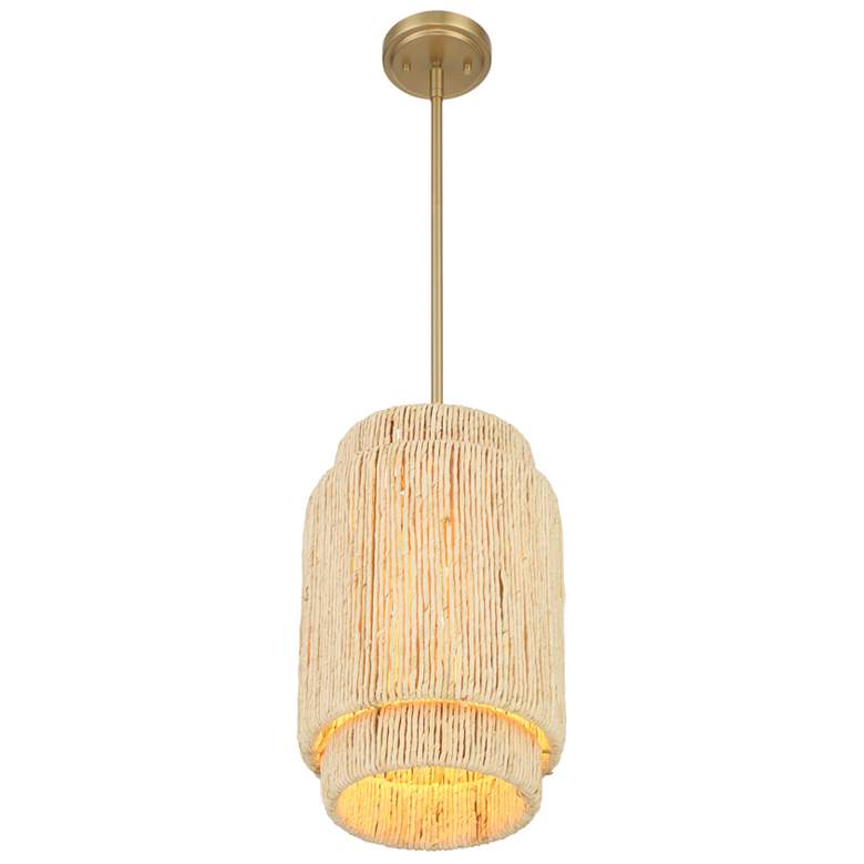 Image 4 Minka Lavery Caviana 1-Light 10-in Brass Pendant with Natural Abaca Shades more views