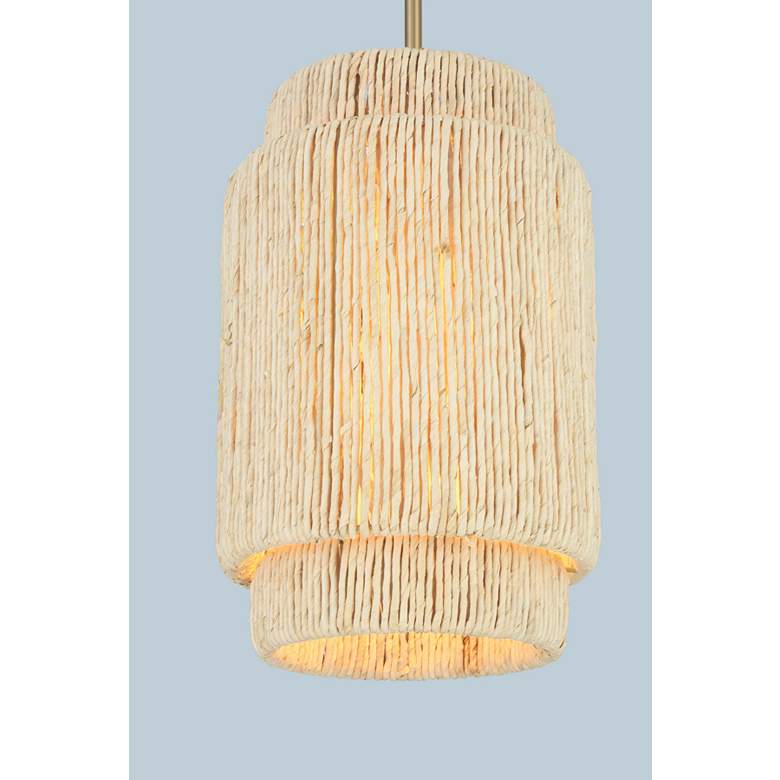Image 6 Minka Lavery Caviana 1-Light 10-in Brass Pendant with Natural Abaca Shades more views