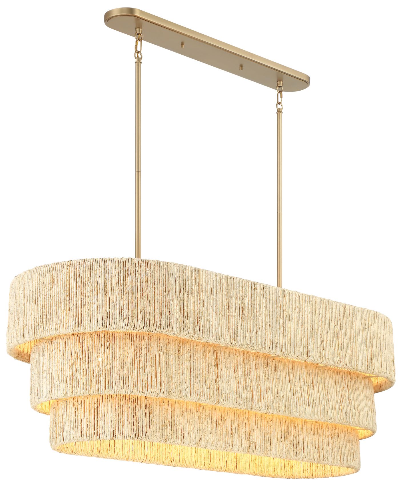 Minka Lavery Caviana 5-Lt 48-in Brass Linear Chandelier with Abaca Shades