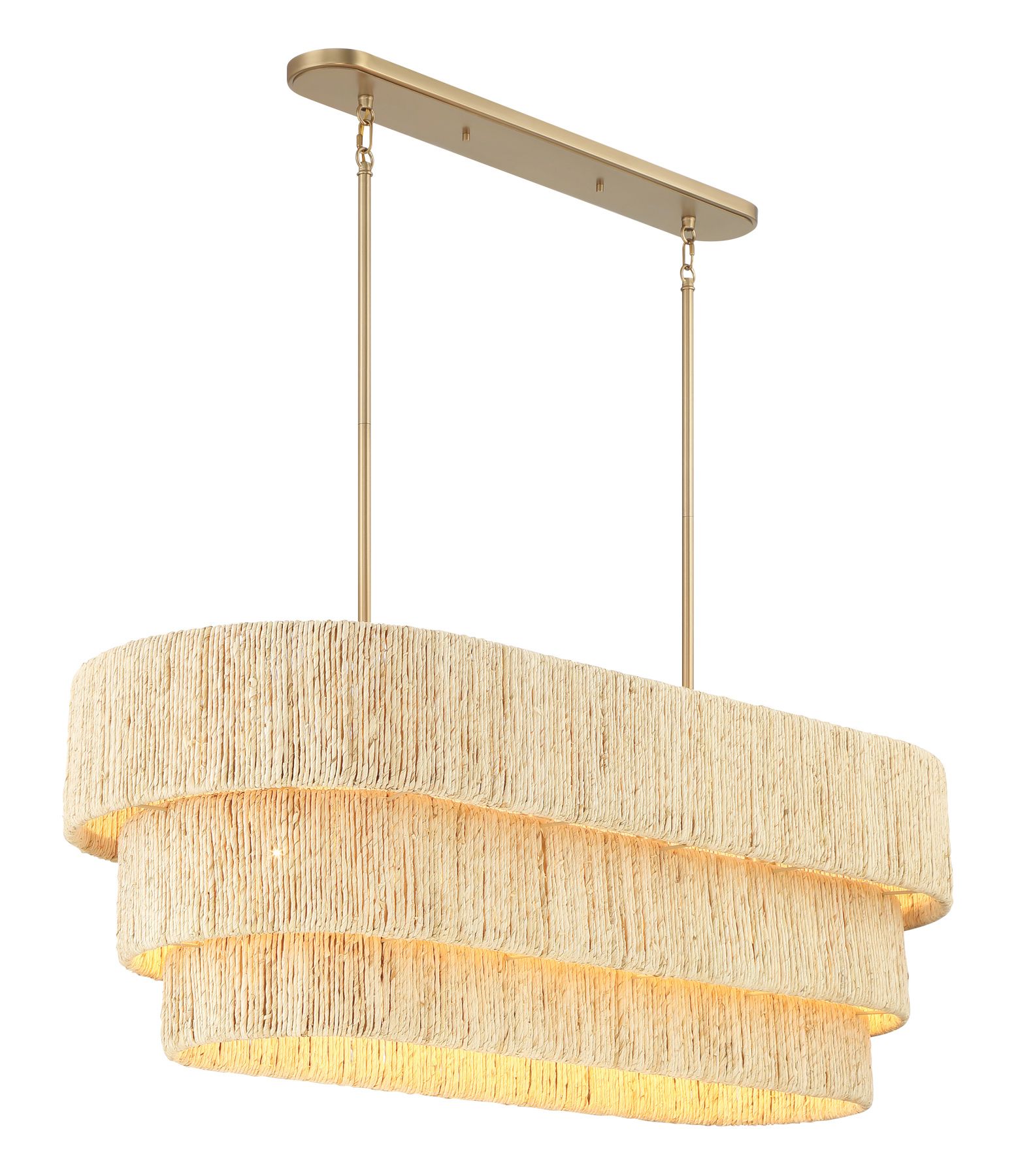 Image 3 Minka Lavery Caviana 5-Lt 48-in Brass Linear Chandelier with Abaca Shades more views