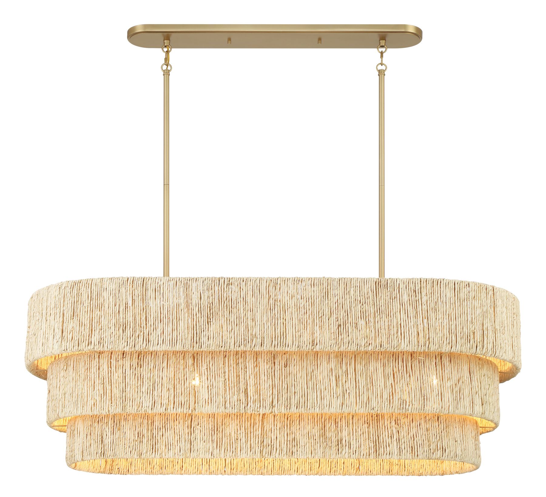 Image 4 Minka Lavery Caviana 5-Lt 48-in Brass Linear Chandelier with Abaca Shades more views