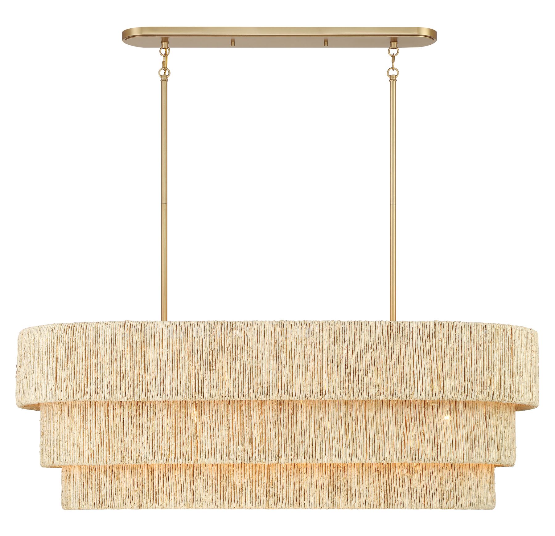 Image 5 Minka Lavery Caviana 5-Lt 48-in Brass Linear Chandelier with Abaca Shades more views