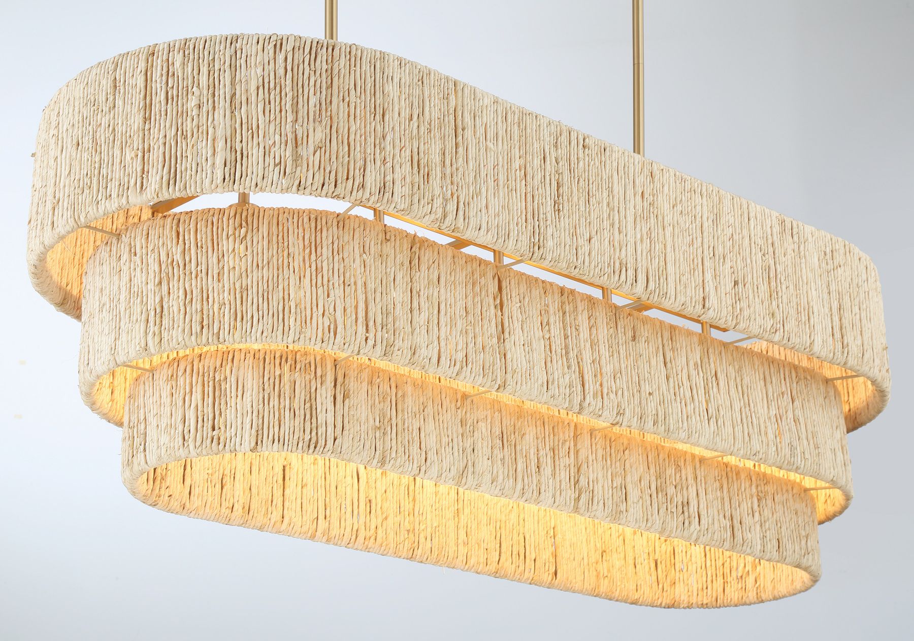 Image 6 Minka Lavery Caviana 5-Lt 48-in Brass Linear Chandelier with Abaca Shades more views
